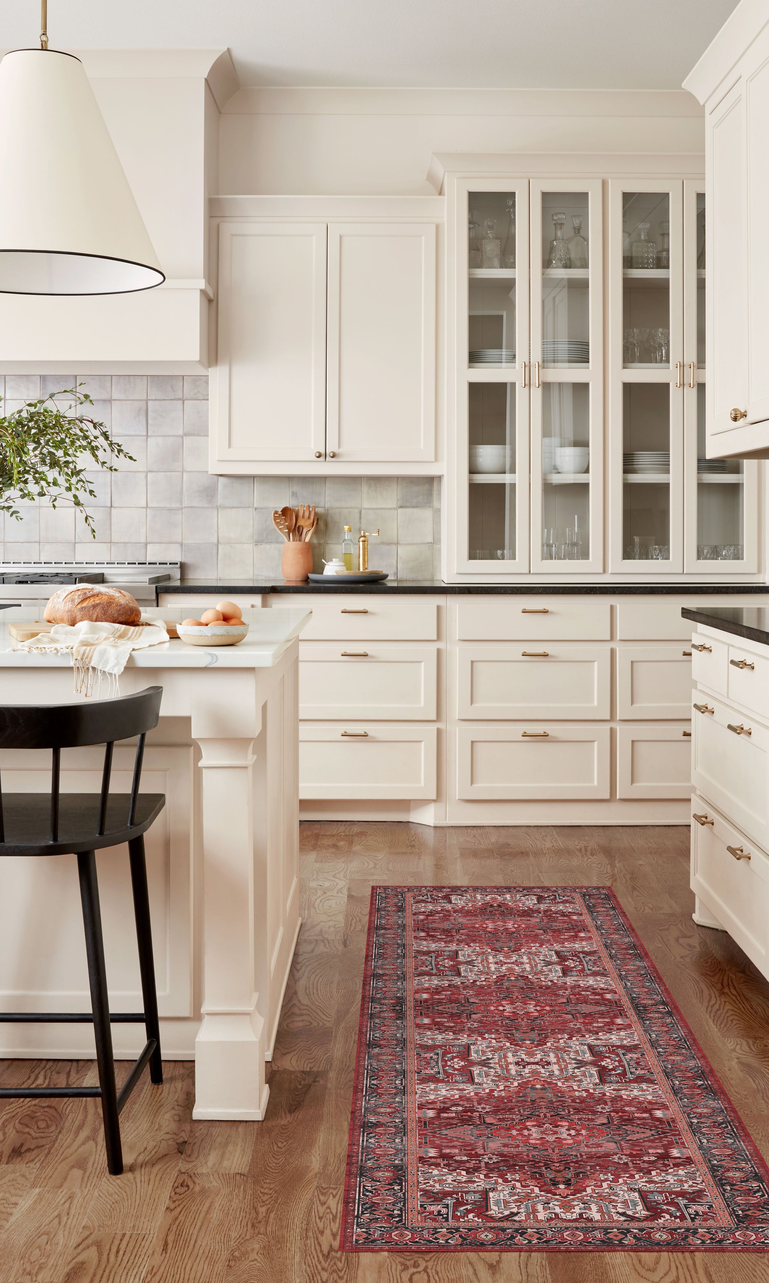 Avla Burgundy Red Floral Heriz Persian Rug