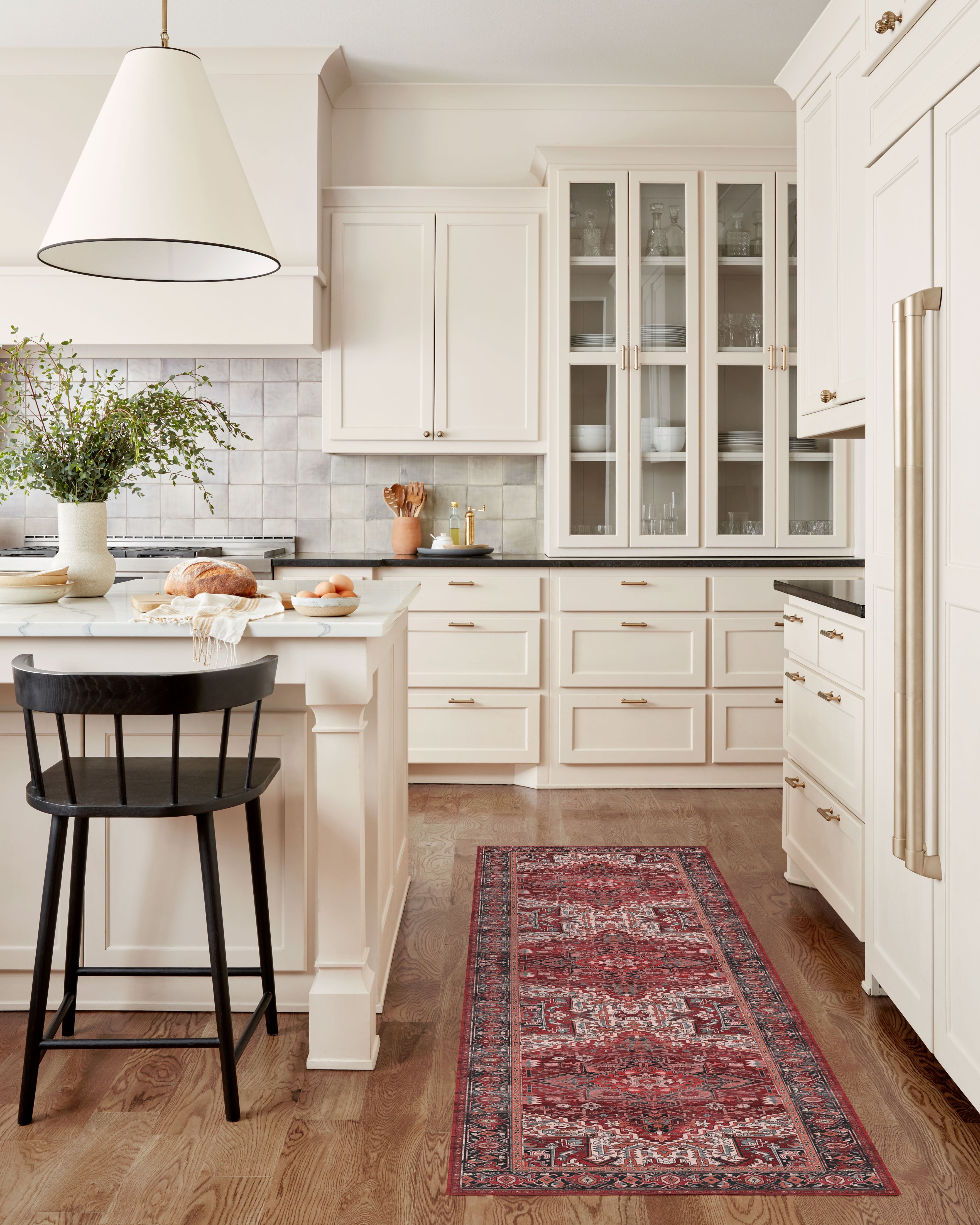 Avla Burgundy Red Floral Heriz Persian Rug