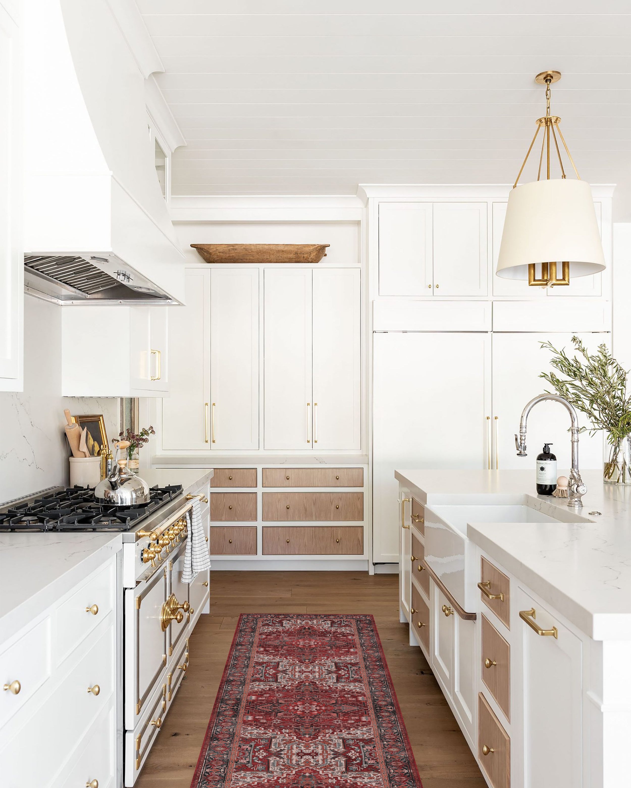 Avla Burgundy Red Floral Heriz Persian Rug