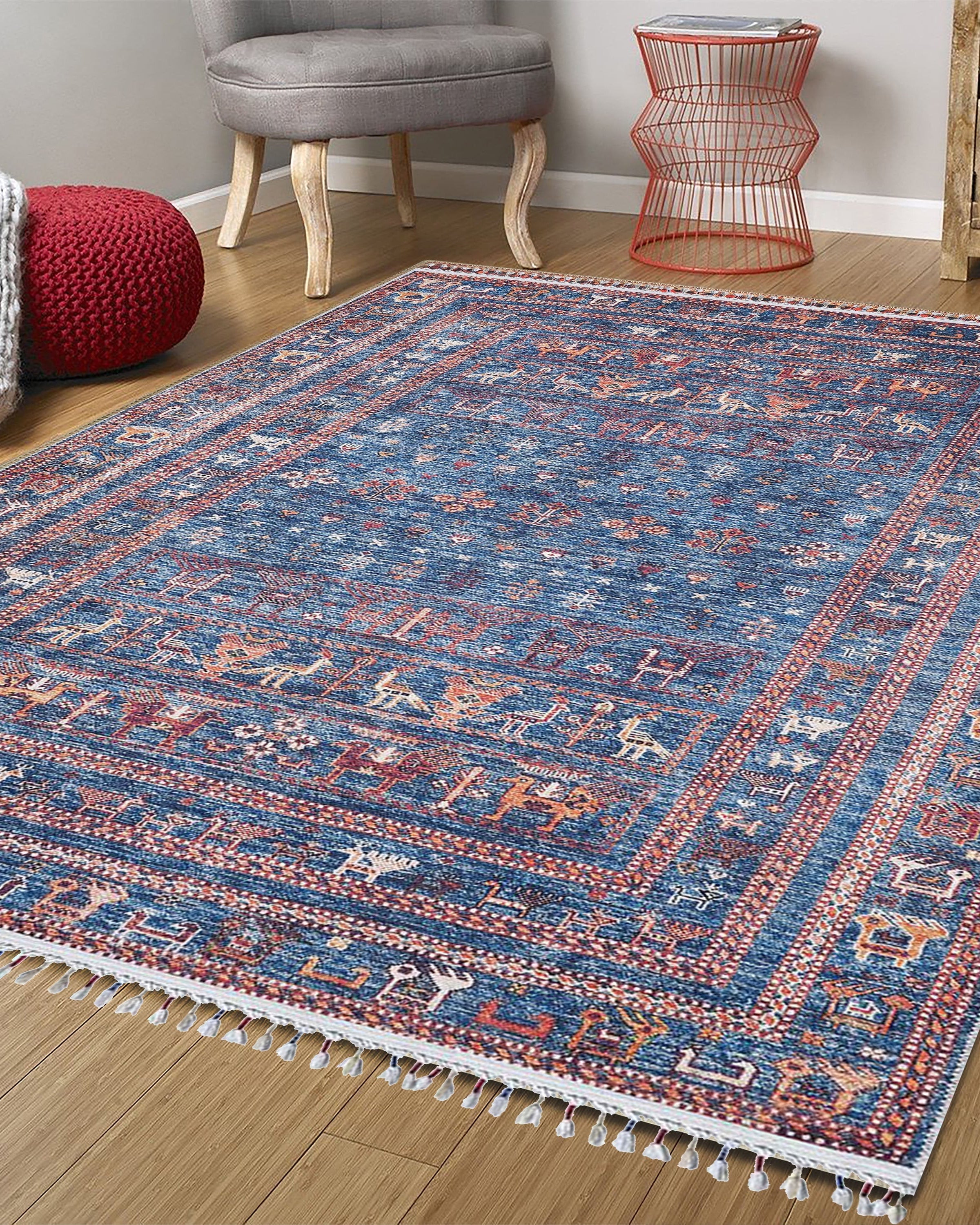 Ayda Turkish Oriental Blue Rug