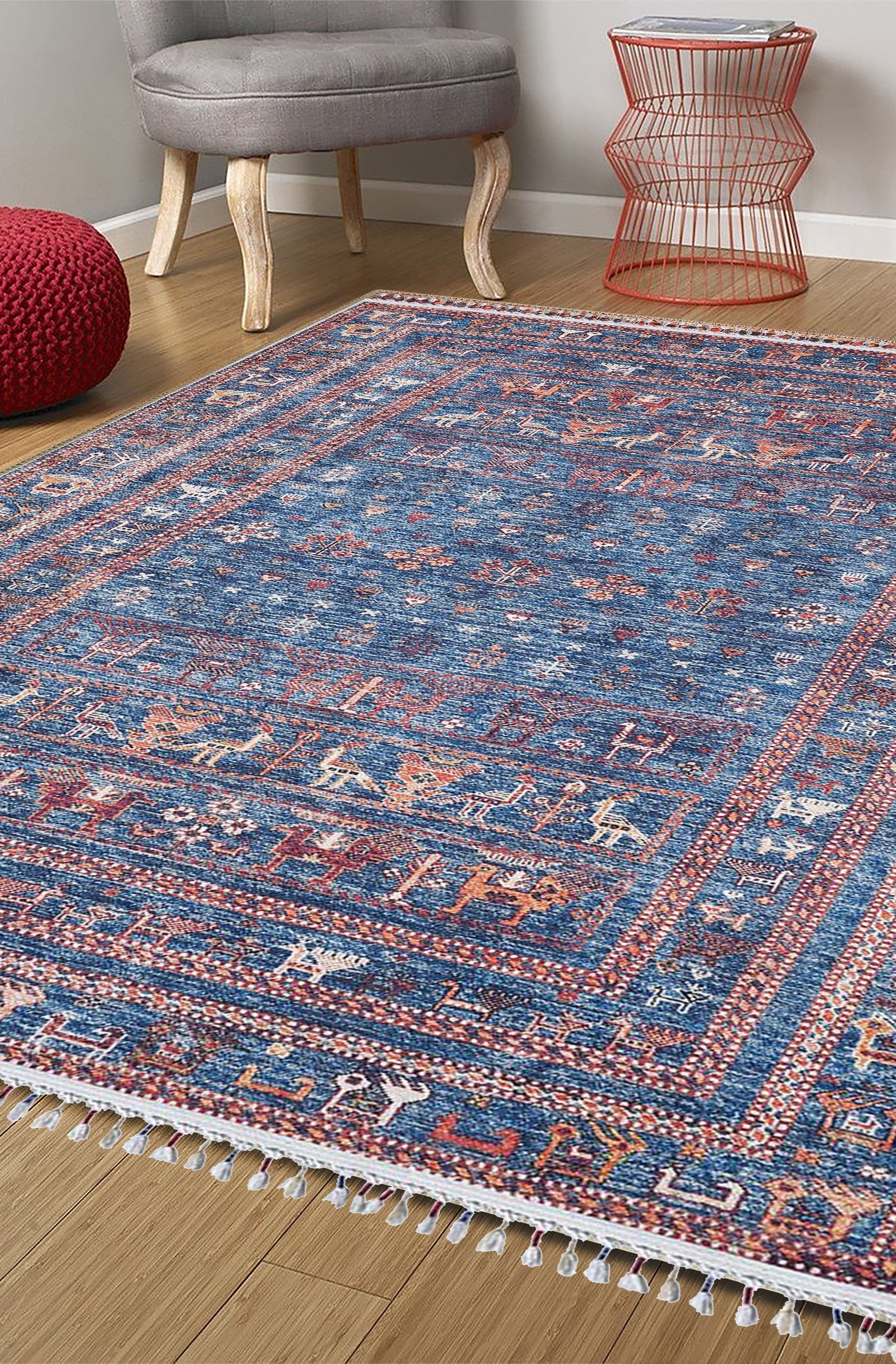 Ayda Turkish Oriental Blue Rug