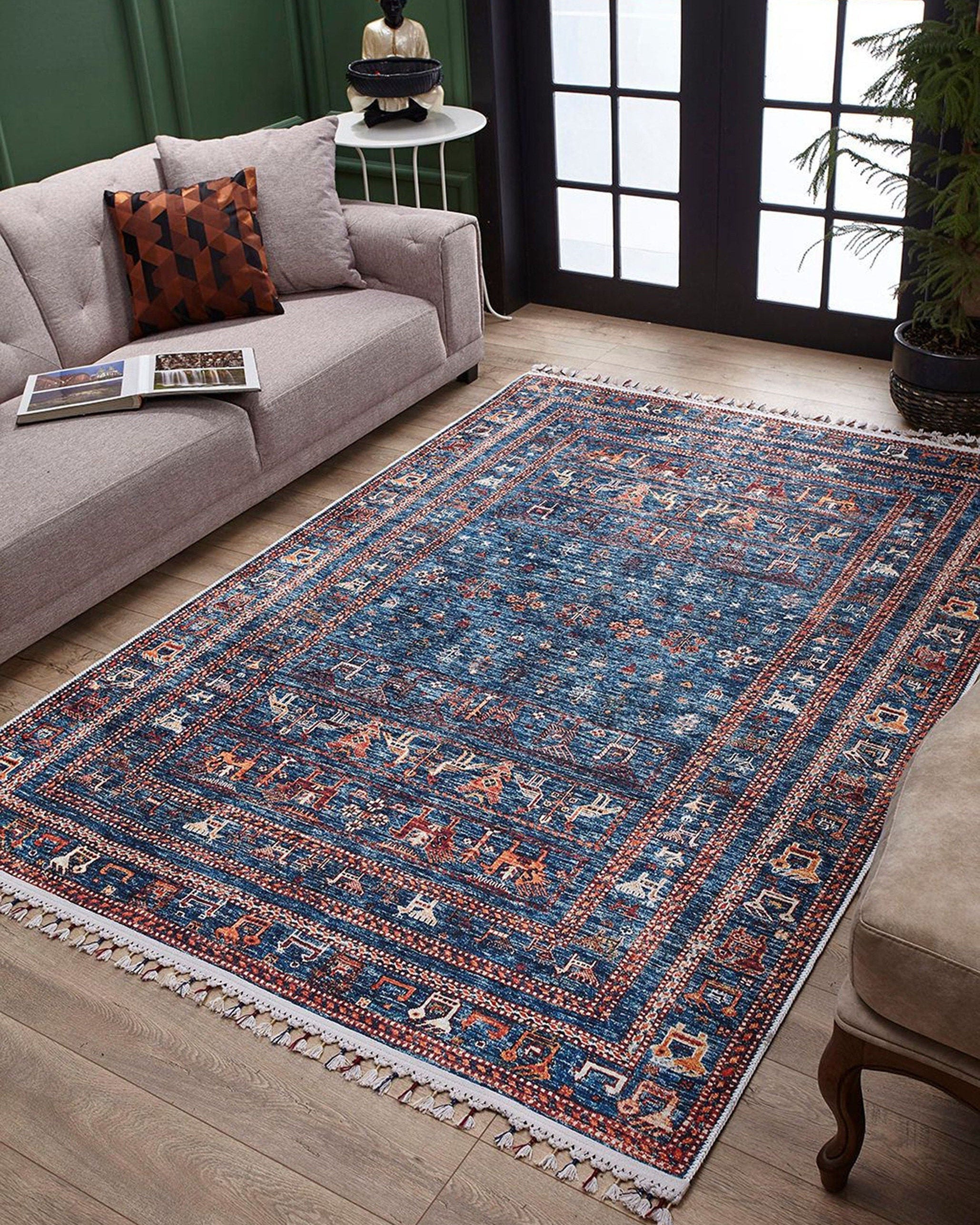 Ayda Turkish Oriental Blue Rug