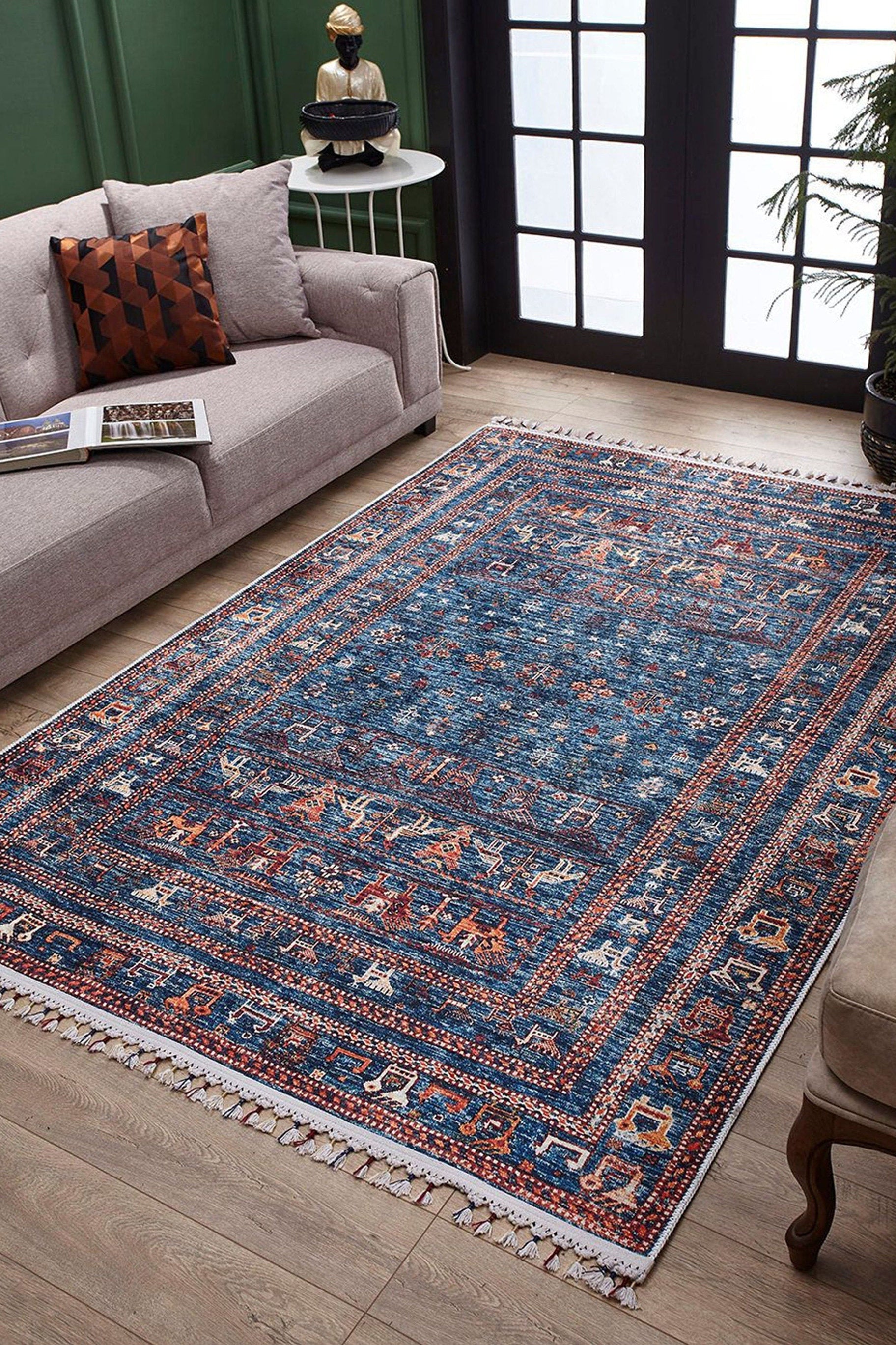 Ayda Turkish Oriental Blue Rug