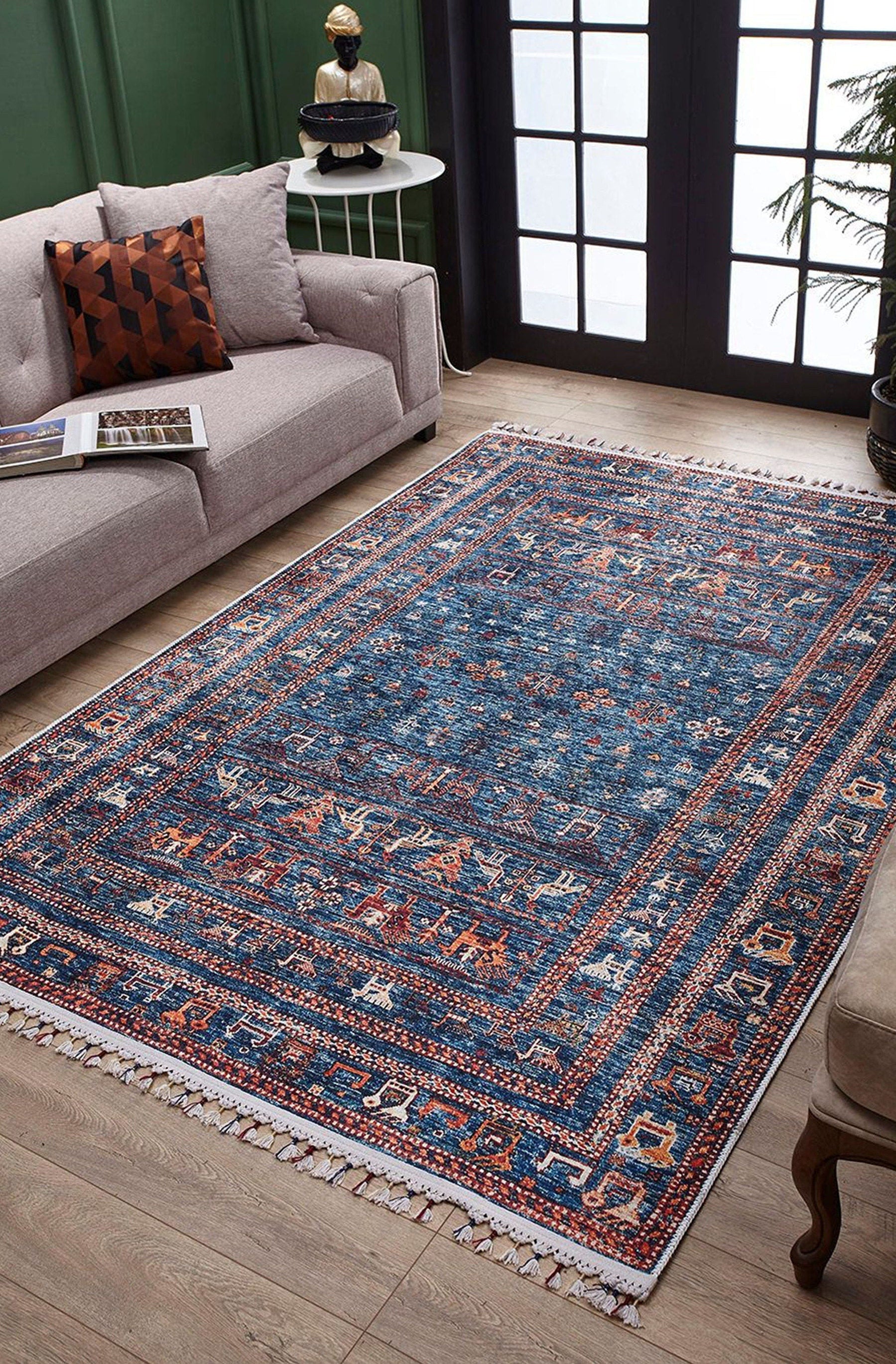 Ayda Turkish Oriental Blue Rug