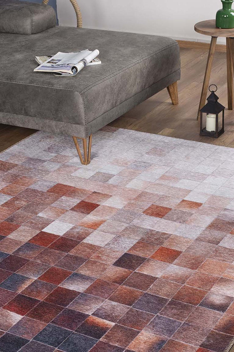 Aziza Modern Ivory Beige Orange Brown Rug