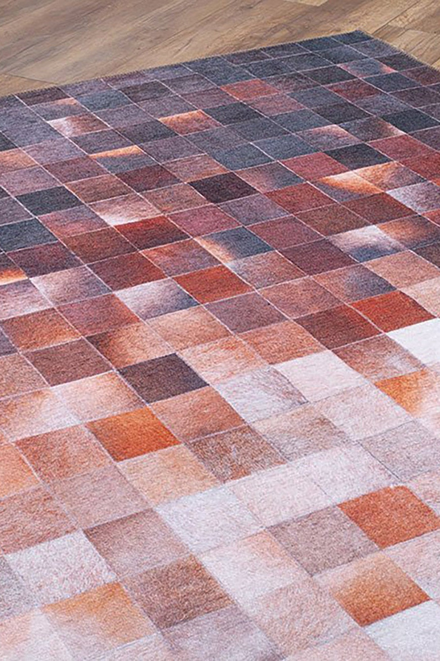 Aziza Modern Ivory Beige Orange Brown Rug