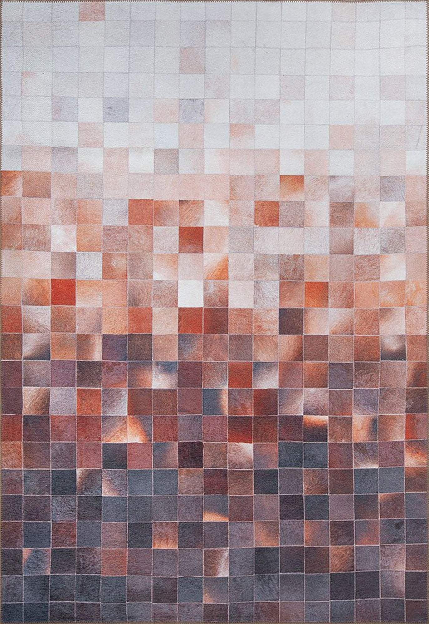 Aziza Modern Ivory Beige Orange Brown Rug