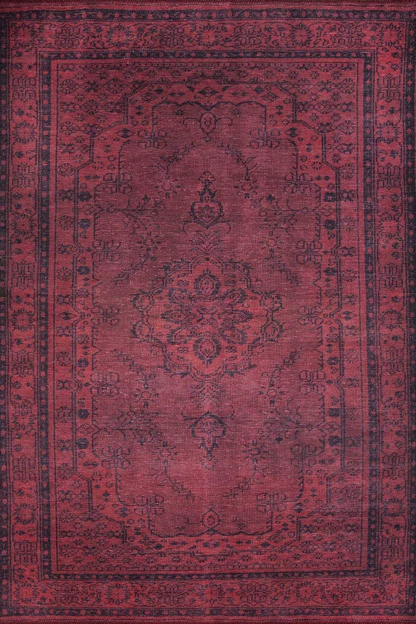Azra Turkish Vintage Red and Blue Rug