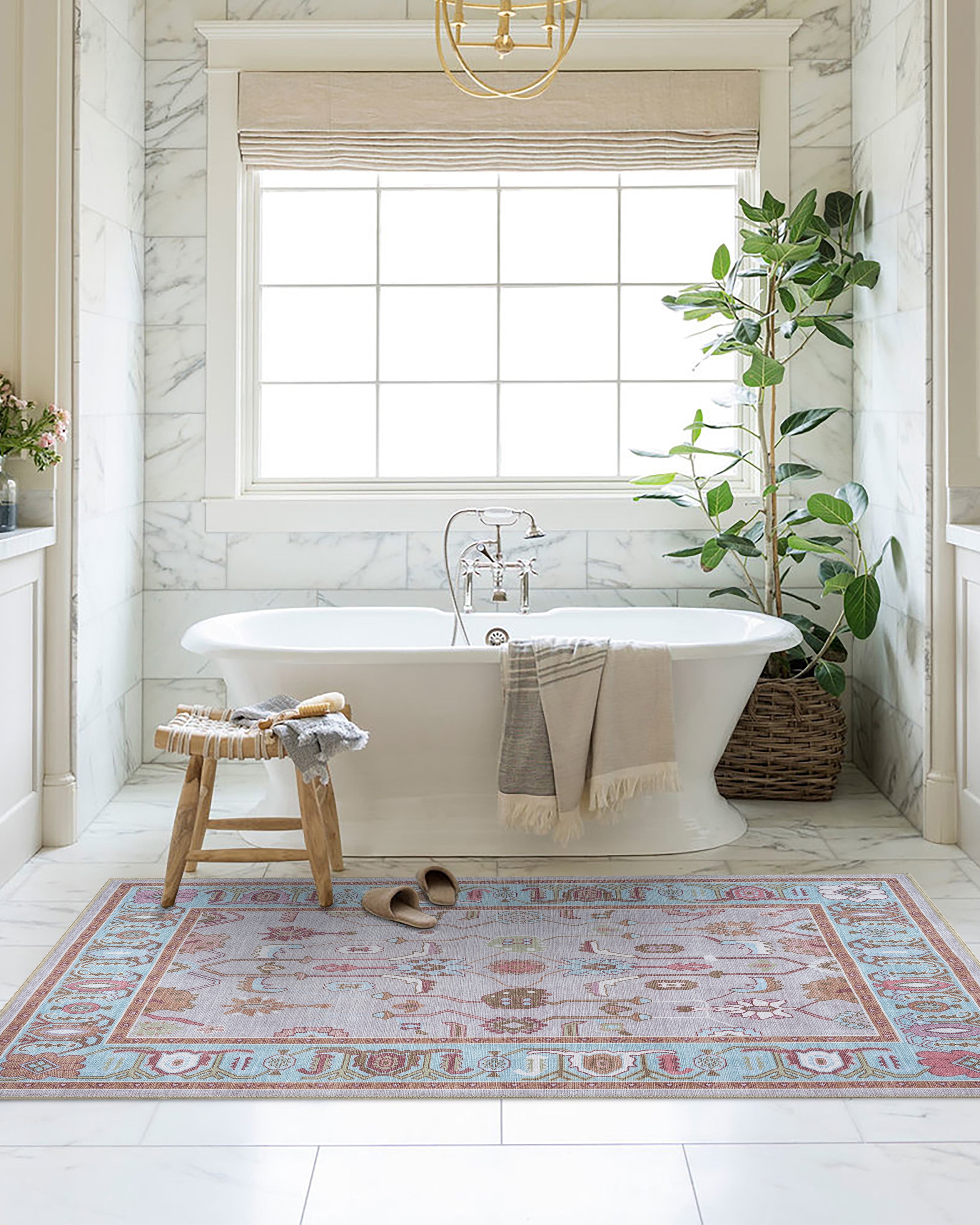 Joelle Pink Blue Modern Oushak Rug