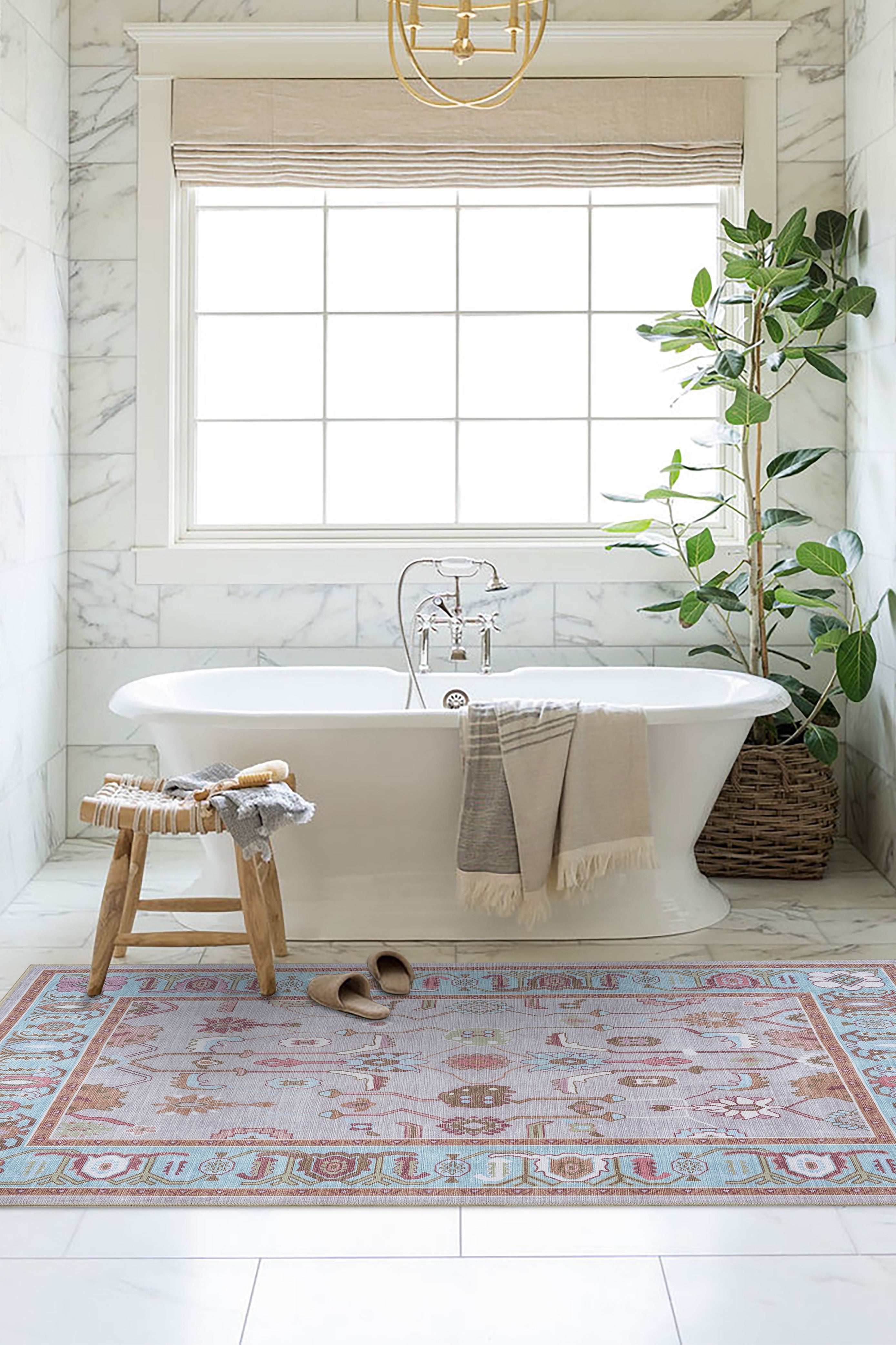 Joelle Pink Blue Modern Oushak Rug