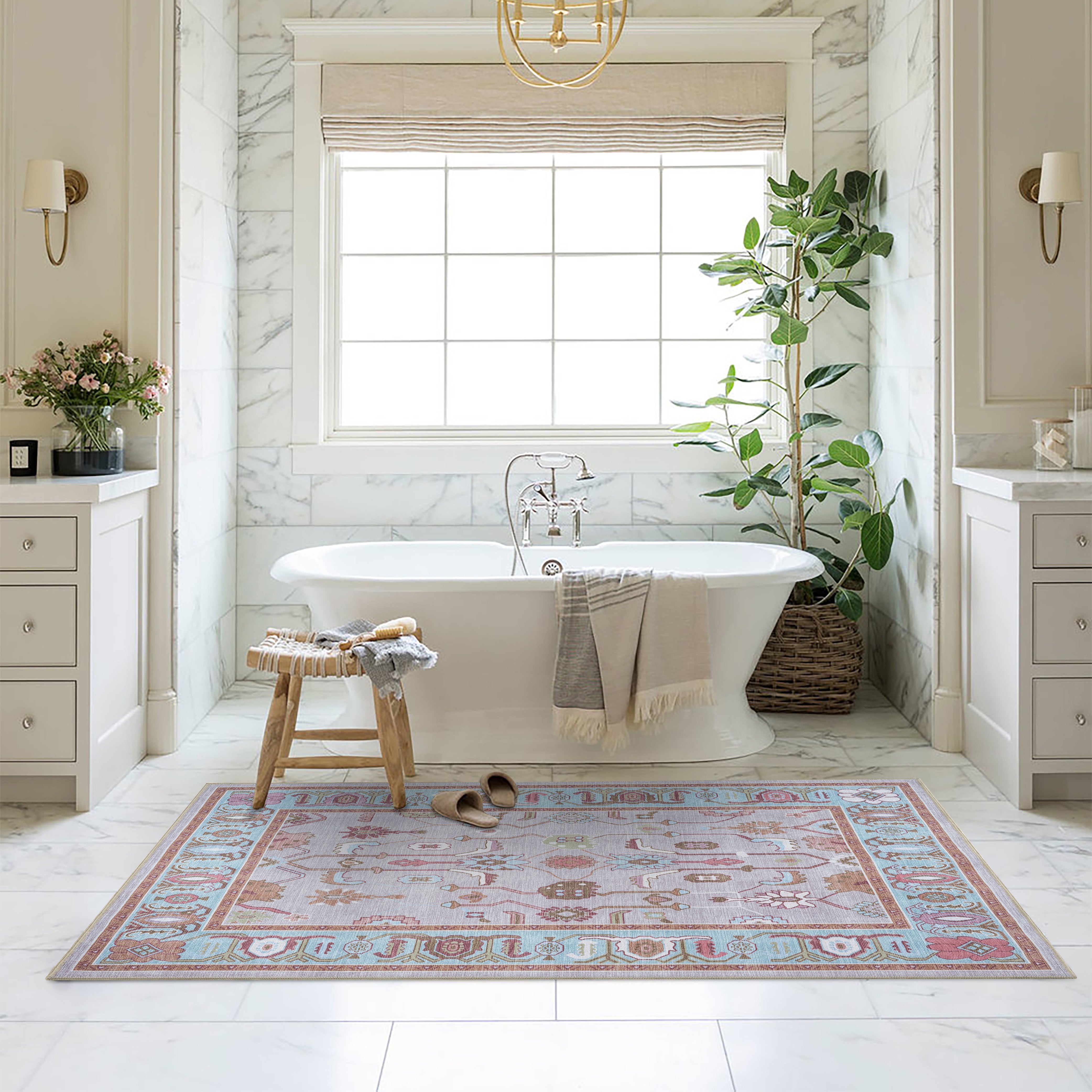 Joelle Pink Blue Modern Oushak Rug