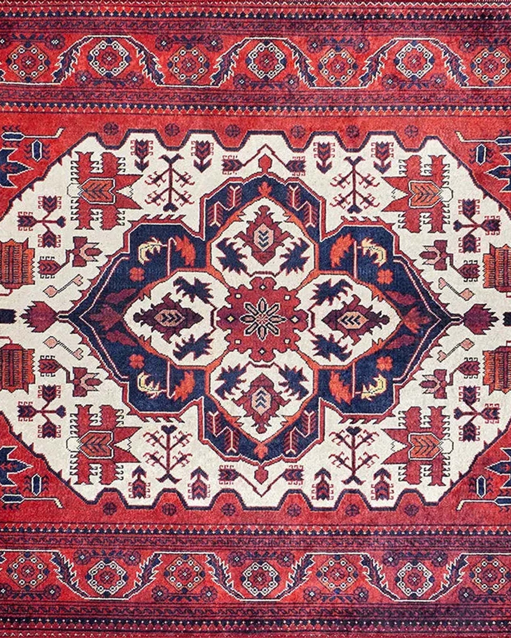 Barba Red Beige Turkish Rug