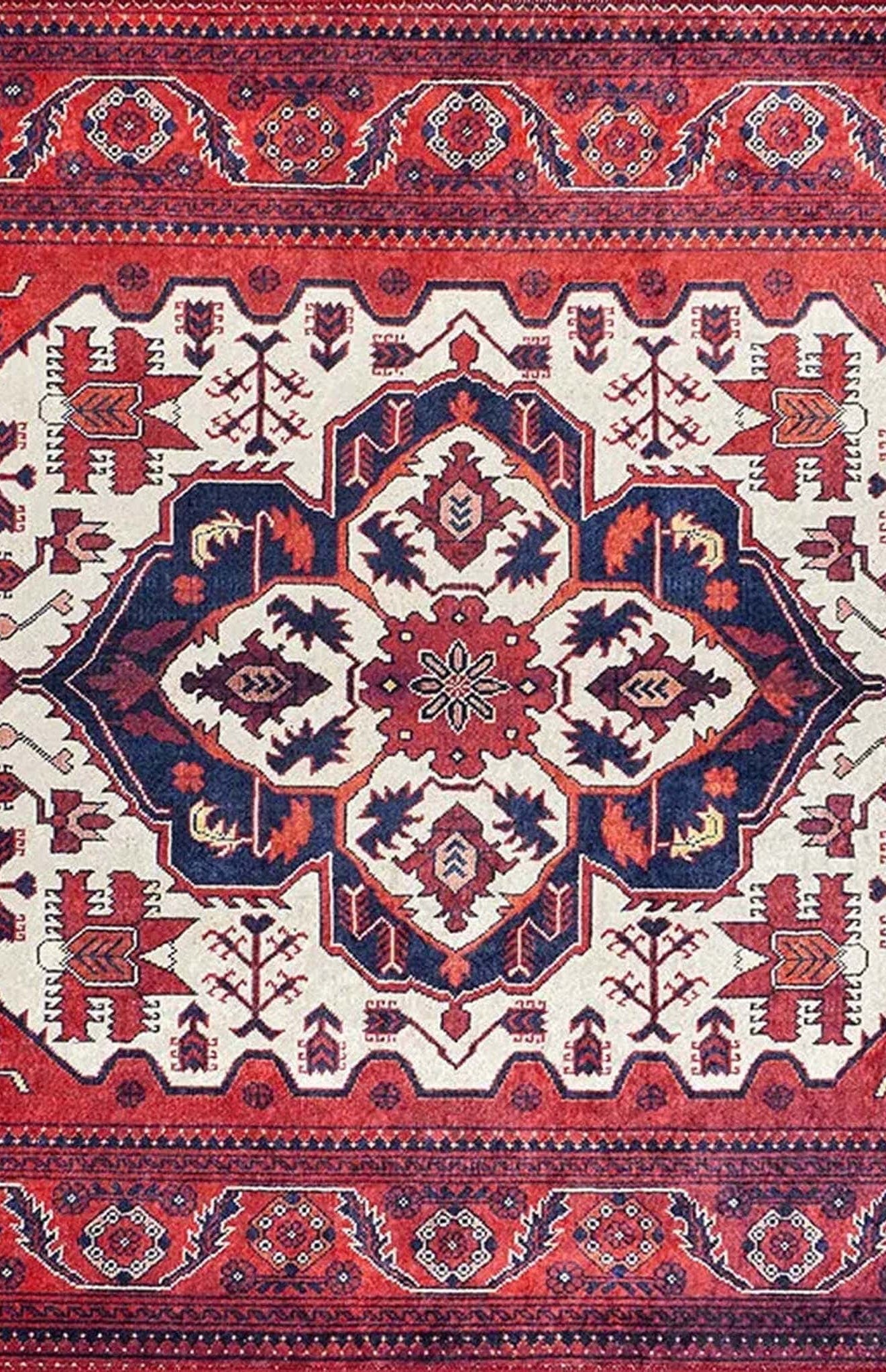 Barba Red Beige Turkish Rug