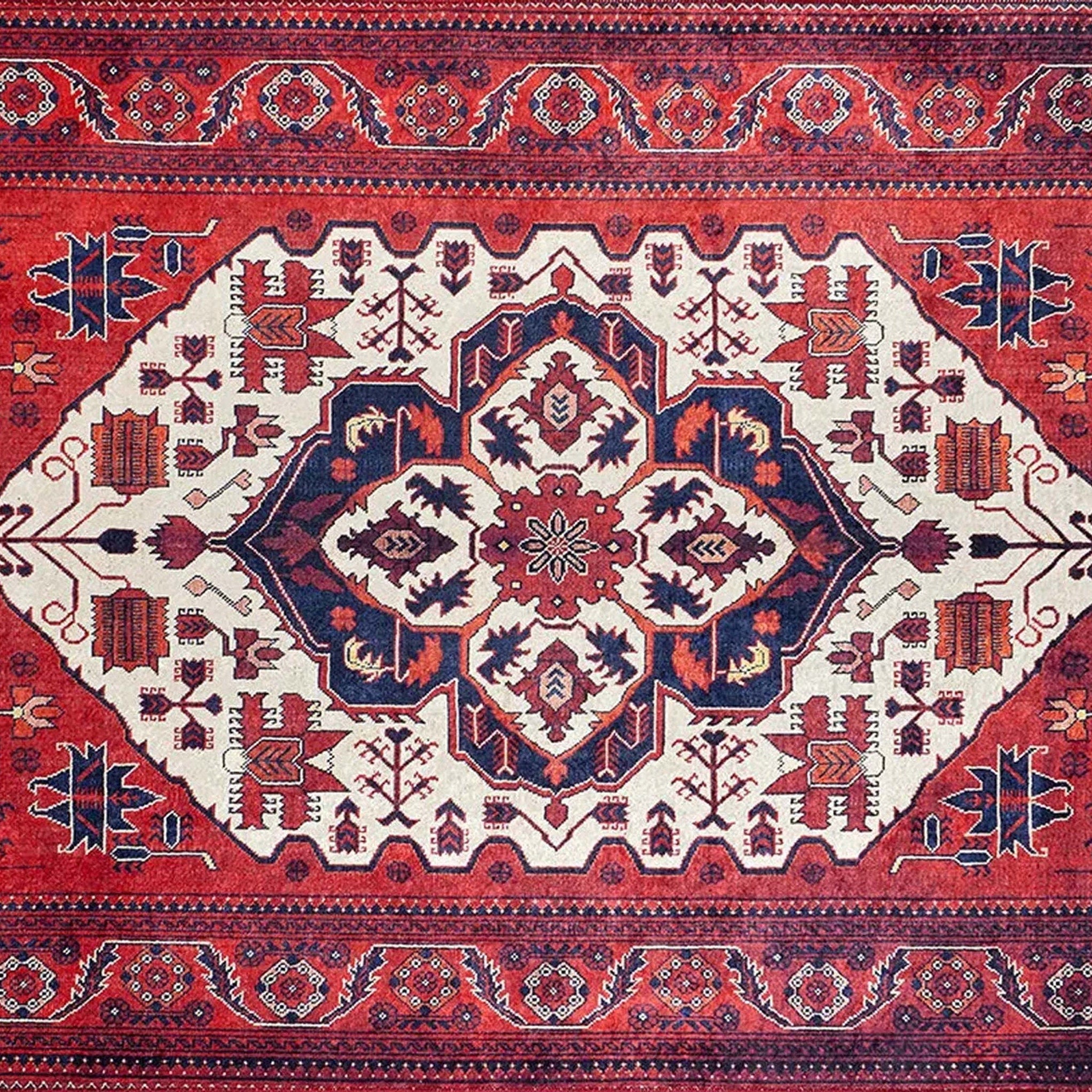Barba Red Beige Turkish Rug