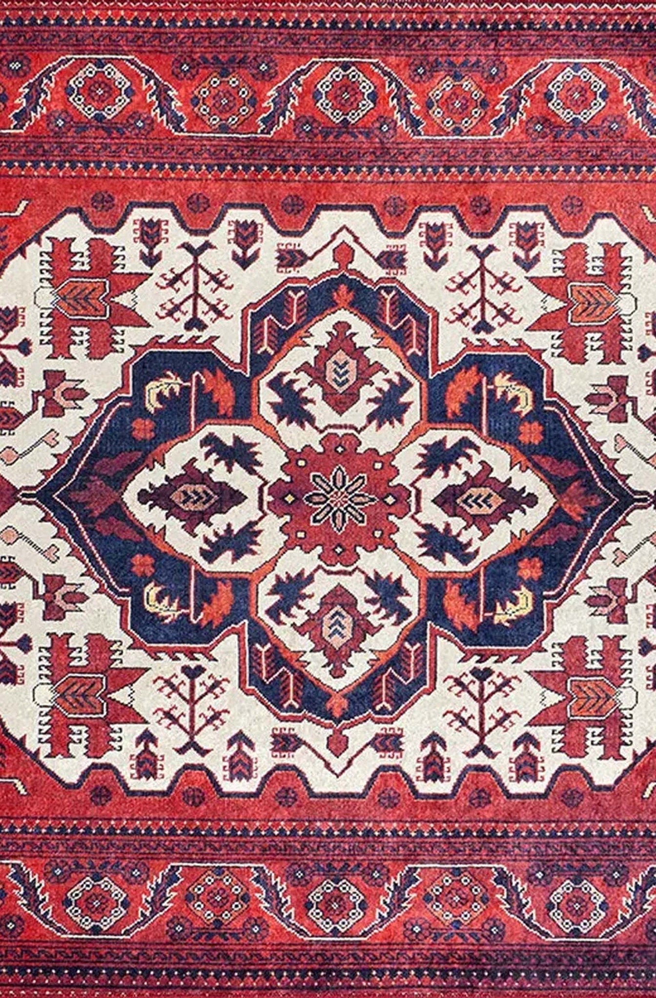 Barba Red Beige Turkish Rug