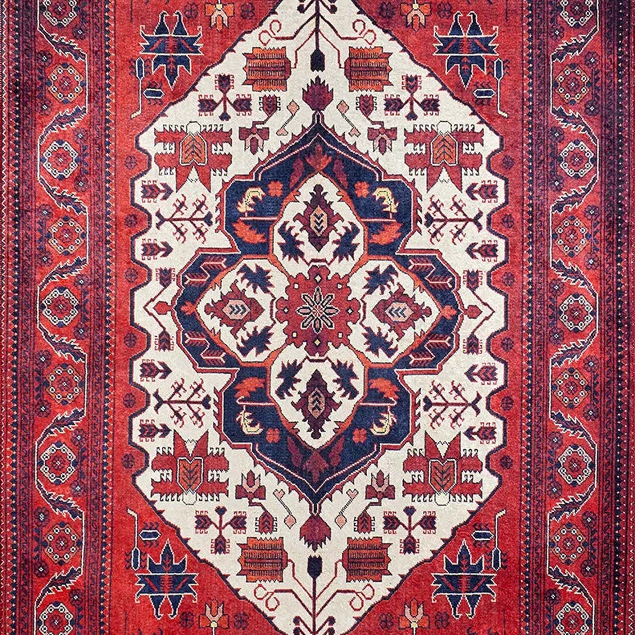 Barba Red Beige Turkish Rug