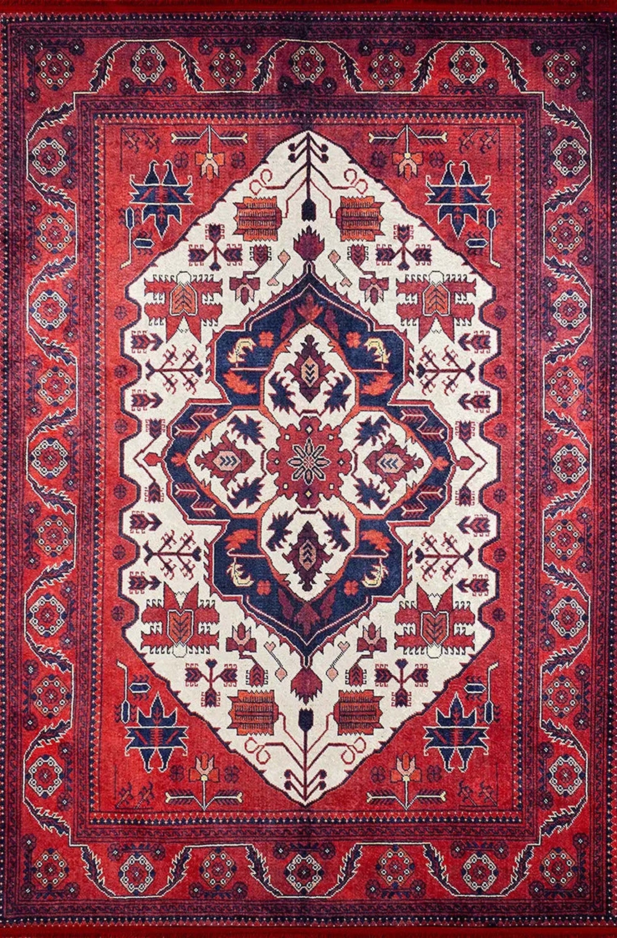 Barba Red Beige Turkish Rug