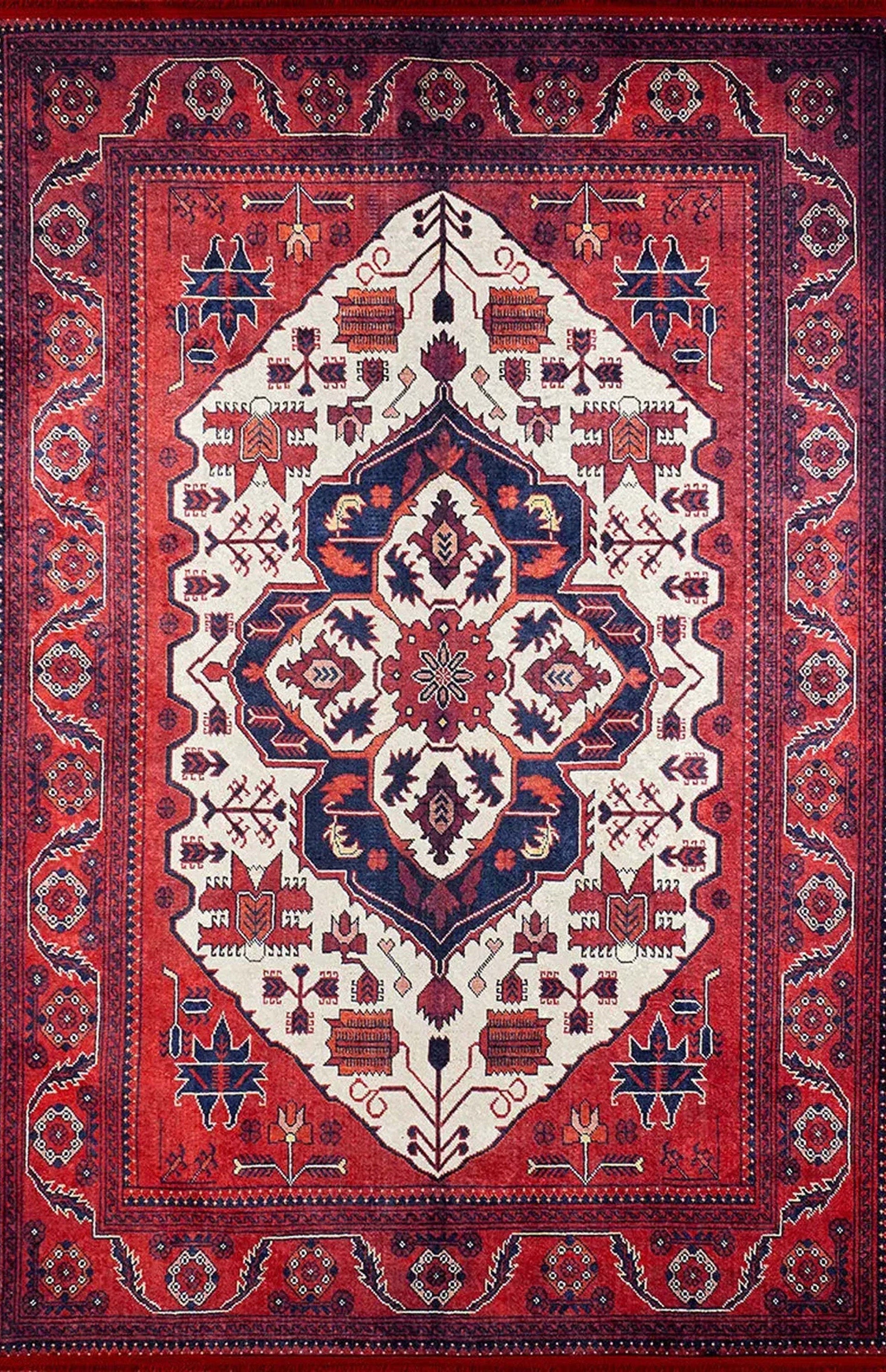 Barba Red Beige Turkish Rug