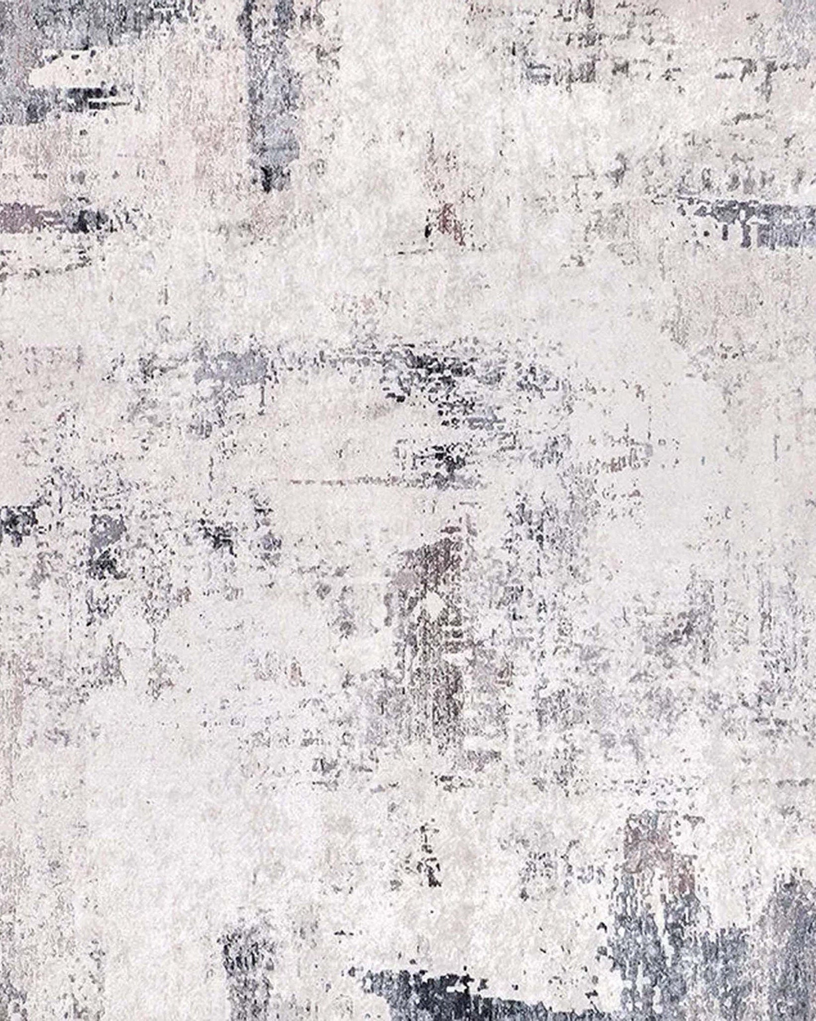 Bayda Turkish Distressed Abstract Gray Ivory Rug