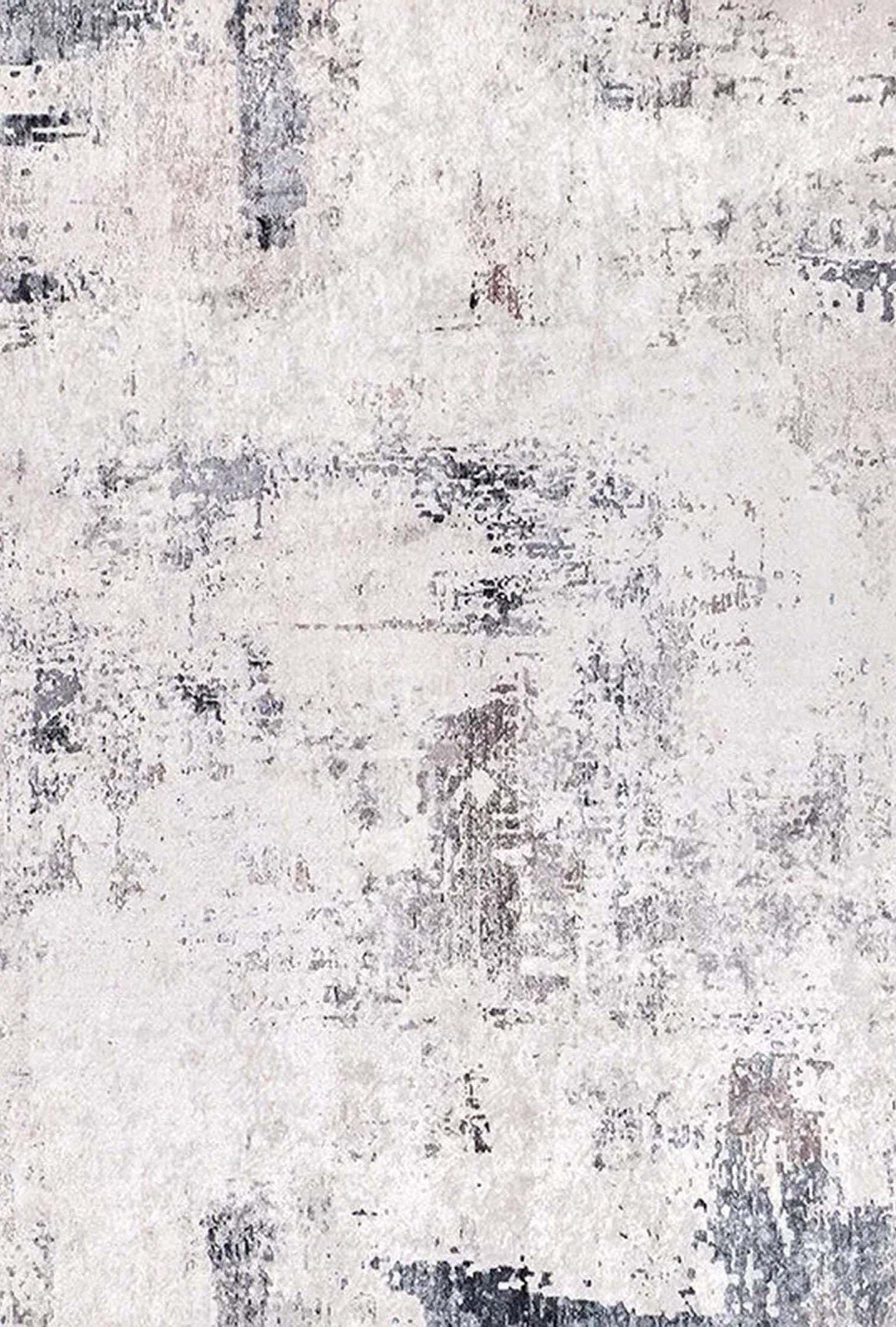 Bayda Turkish Distressed Abstract Gray Ivory Rug