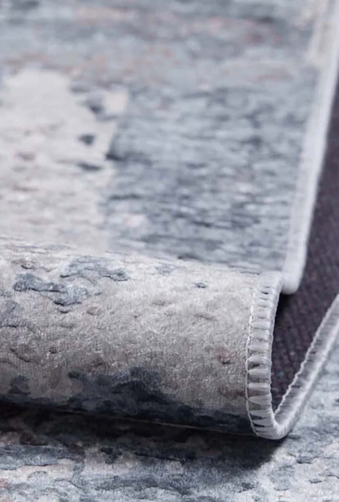 Bayda Turkish Distressed Abstract Gray Ivory Rug