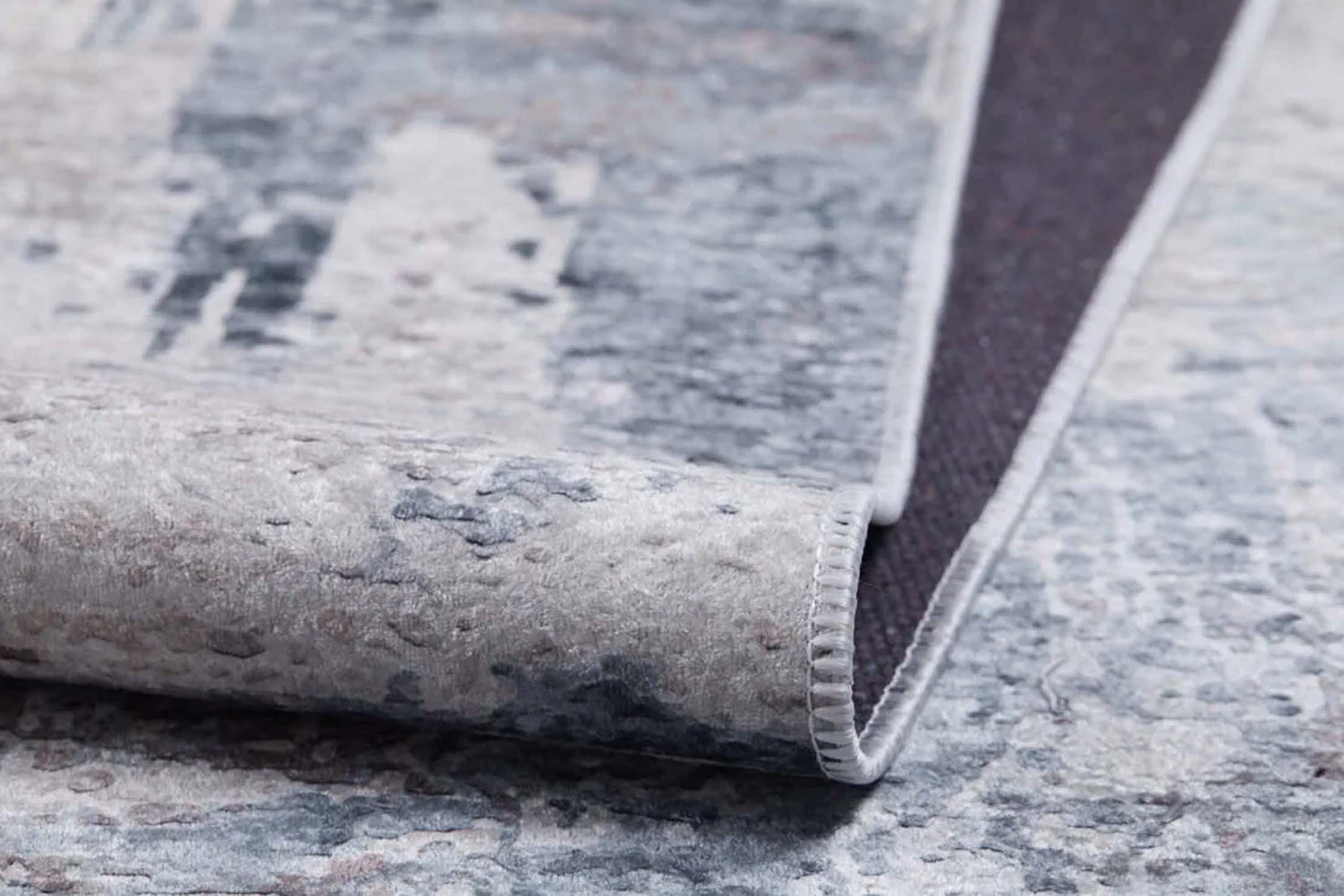 Bayda Turkish Distressed Abstract Gray Ivory Rug