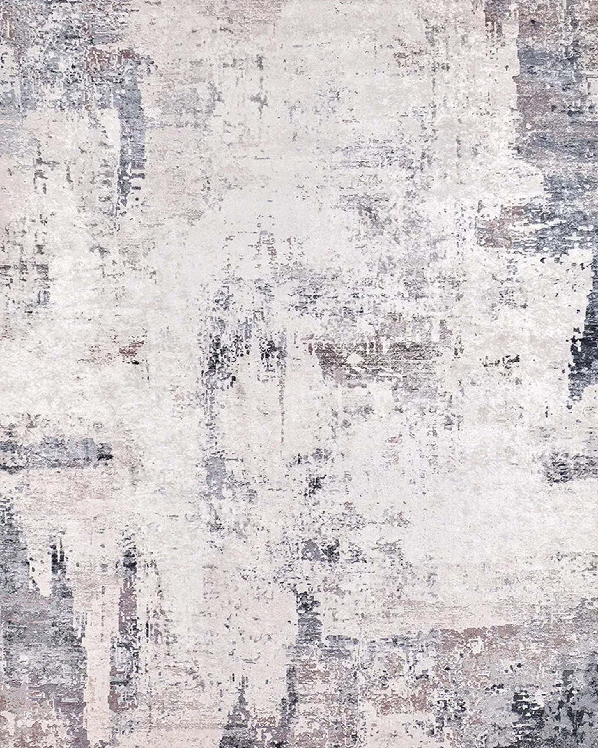 Bayda Turkish Distressed Abstract Gray Ivory Rug