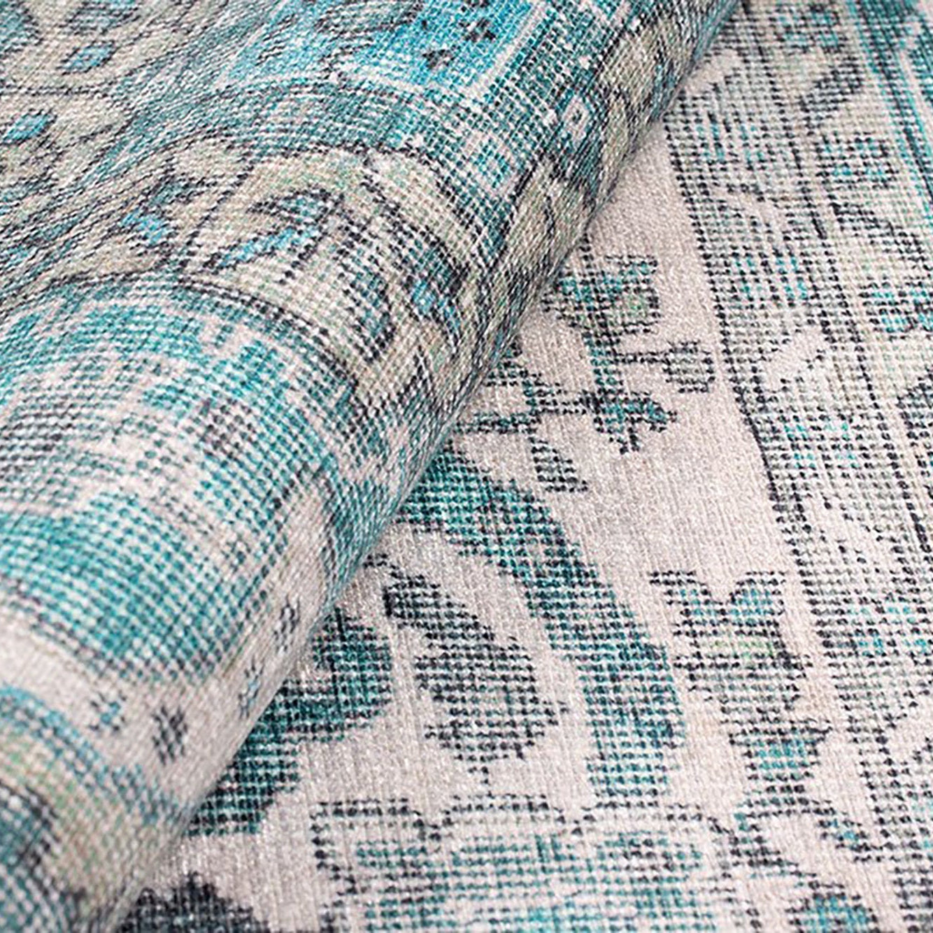 Bayza Persian Teal Blue and White Rug