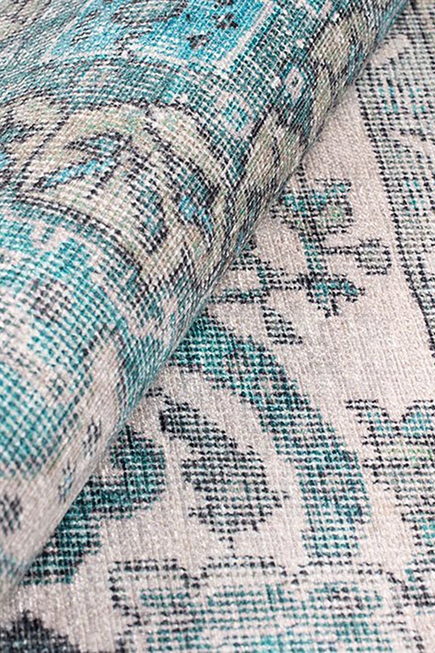 Bayza Persian Teal Blue and White Rug