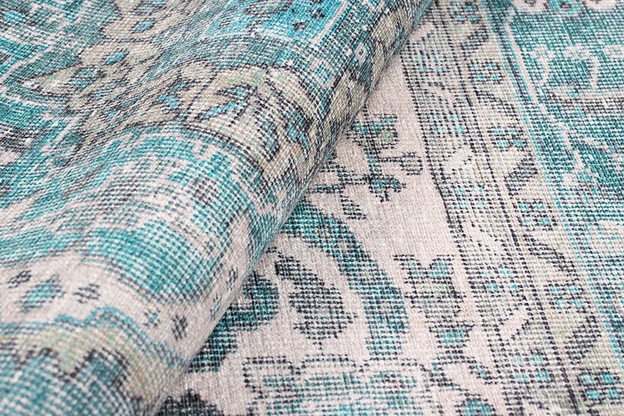 Bayza Persian Teal Blue and White Rug