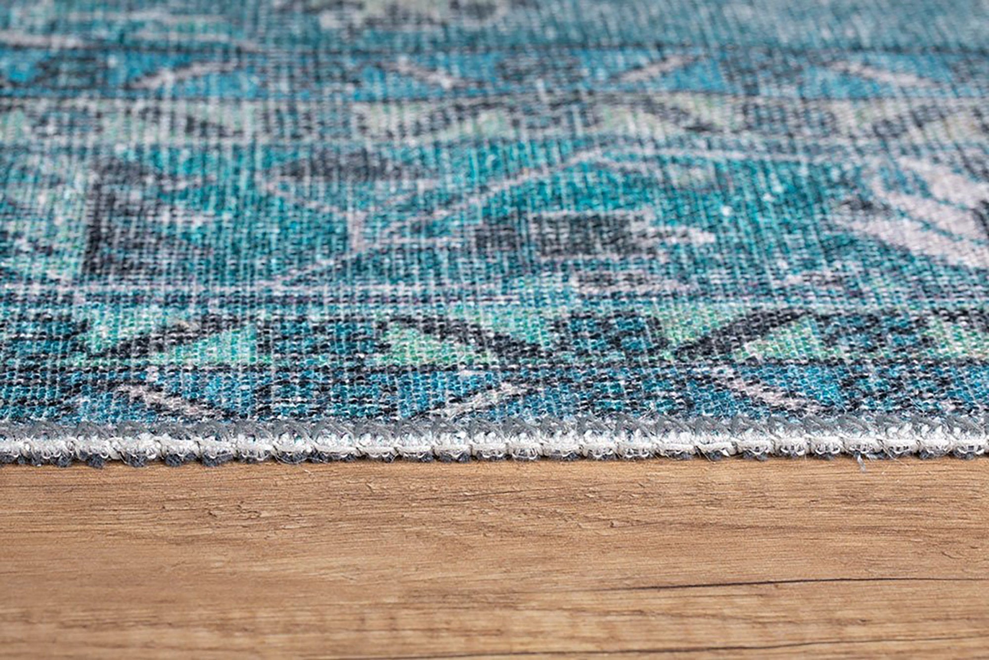 Bayza Persian Teal Blue and White Rug