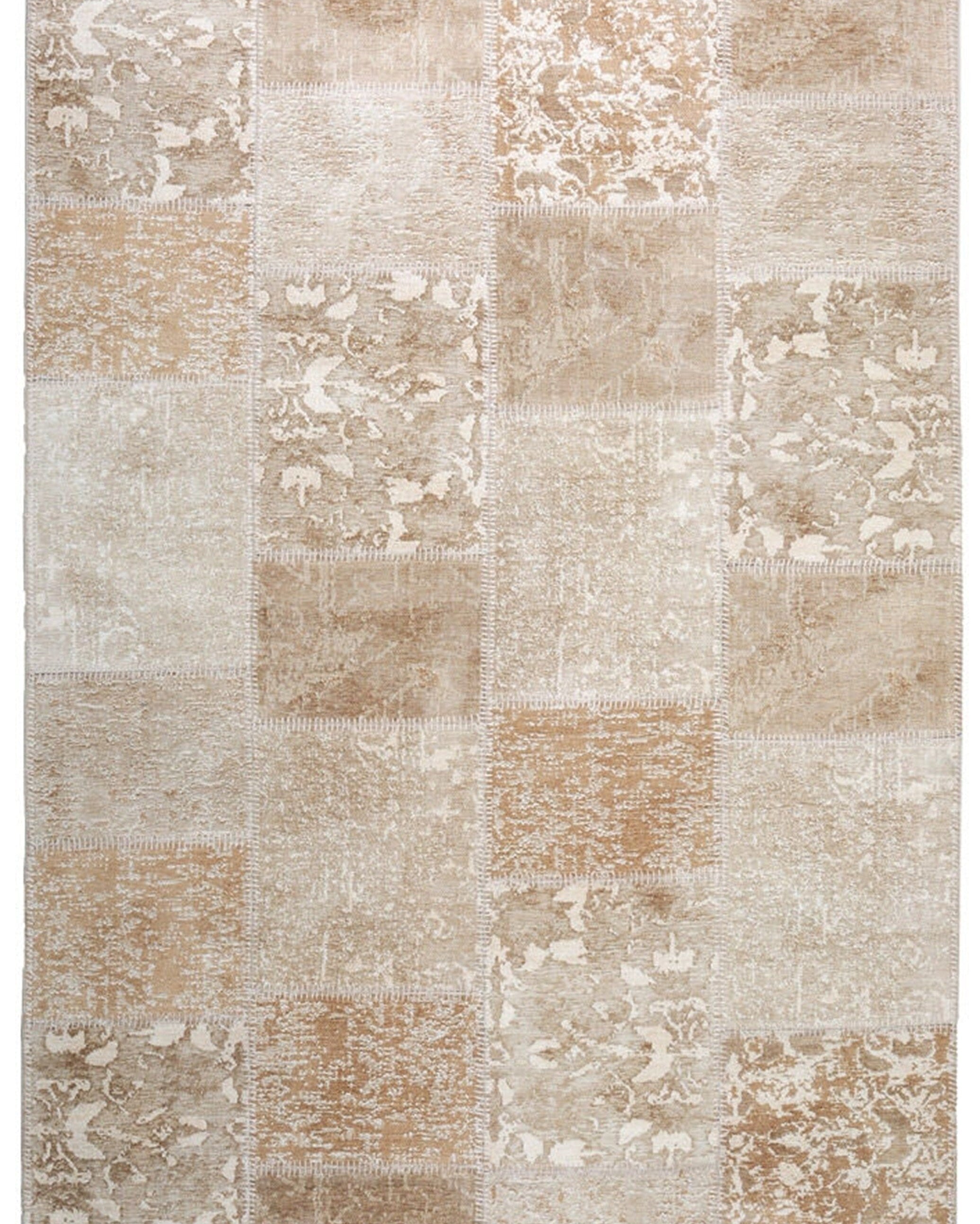 Ayden Beige Patchwork Distressed Turkish Rug