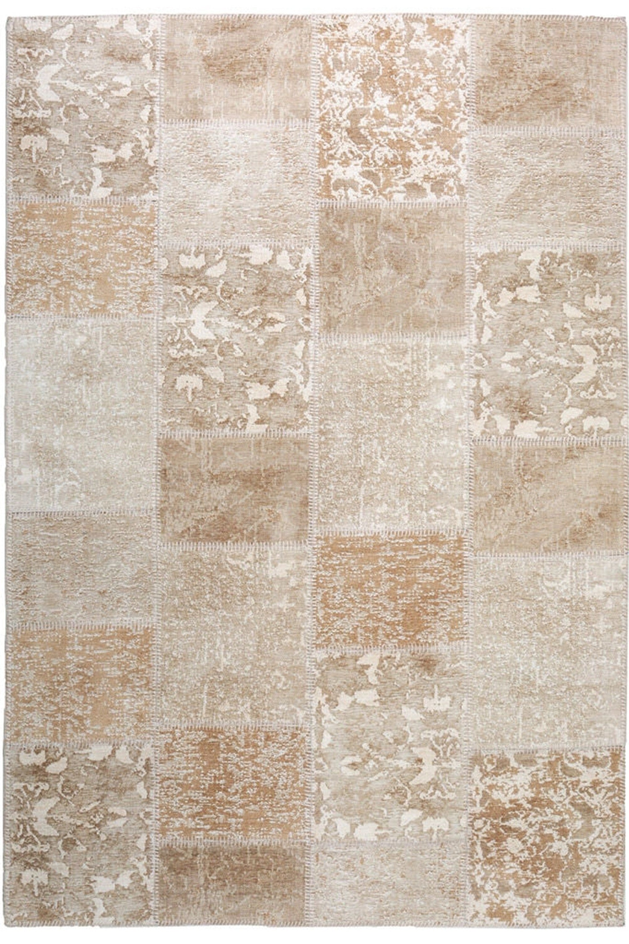 Ayden Beige Patchwork Distressed Turkish Rug