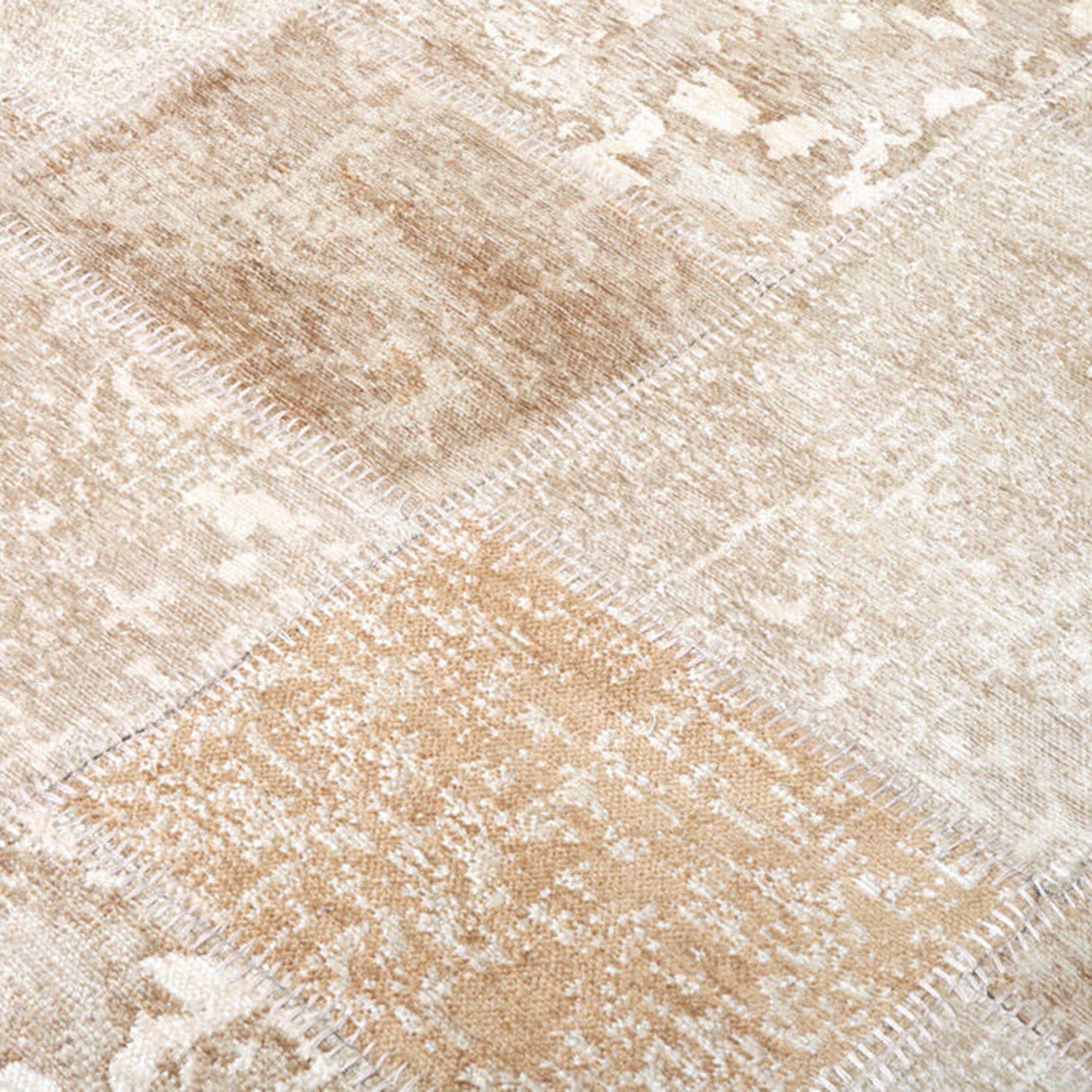 Ayden Beige Patchwork Distressed Turkish Rug