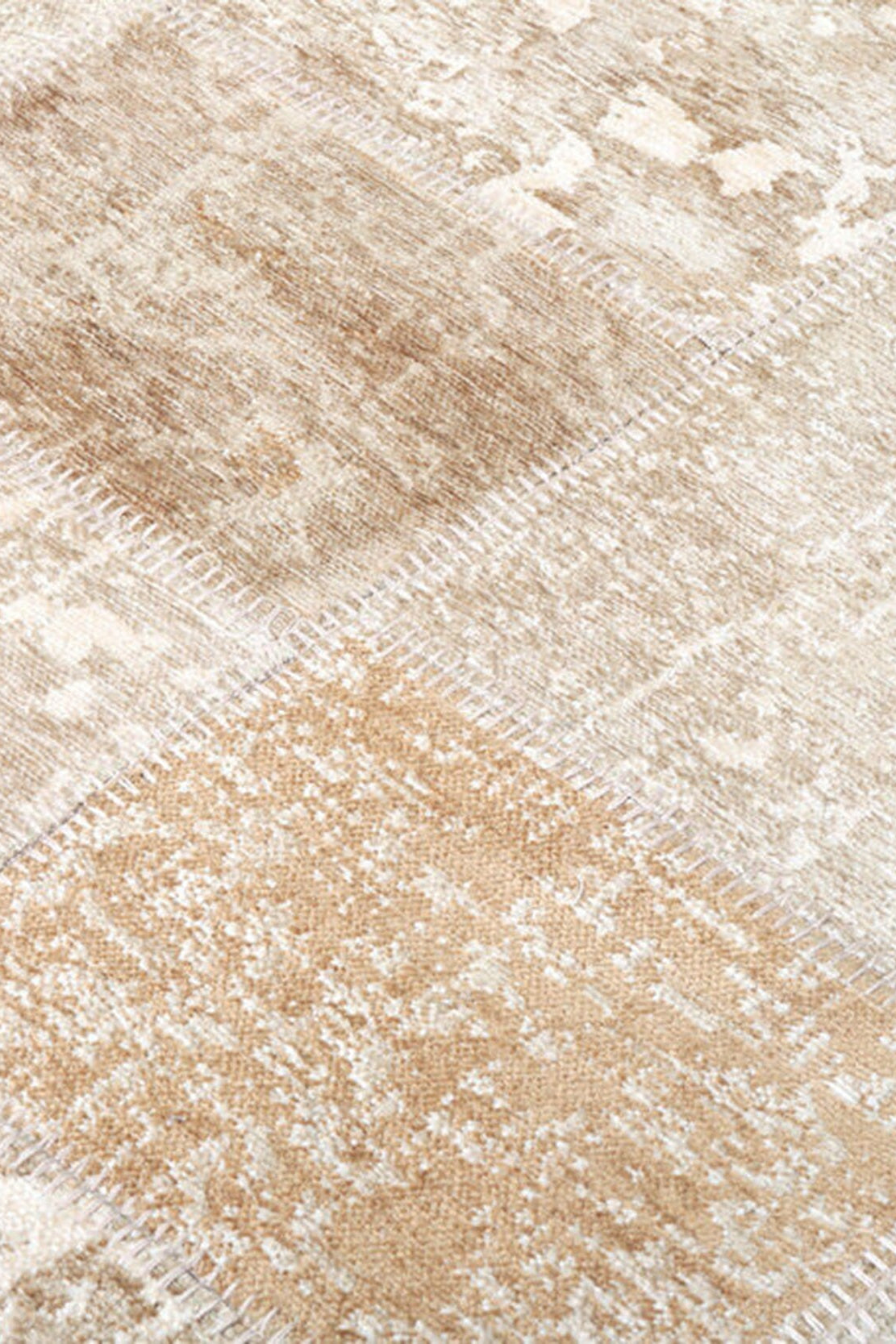 Ayden Beige Patchwork Distressed Turkish Rug