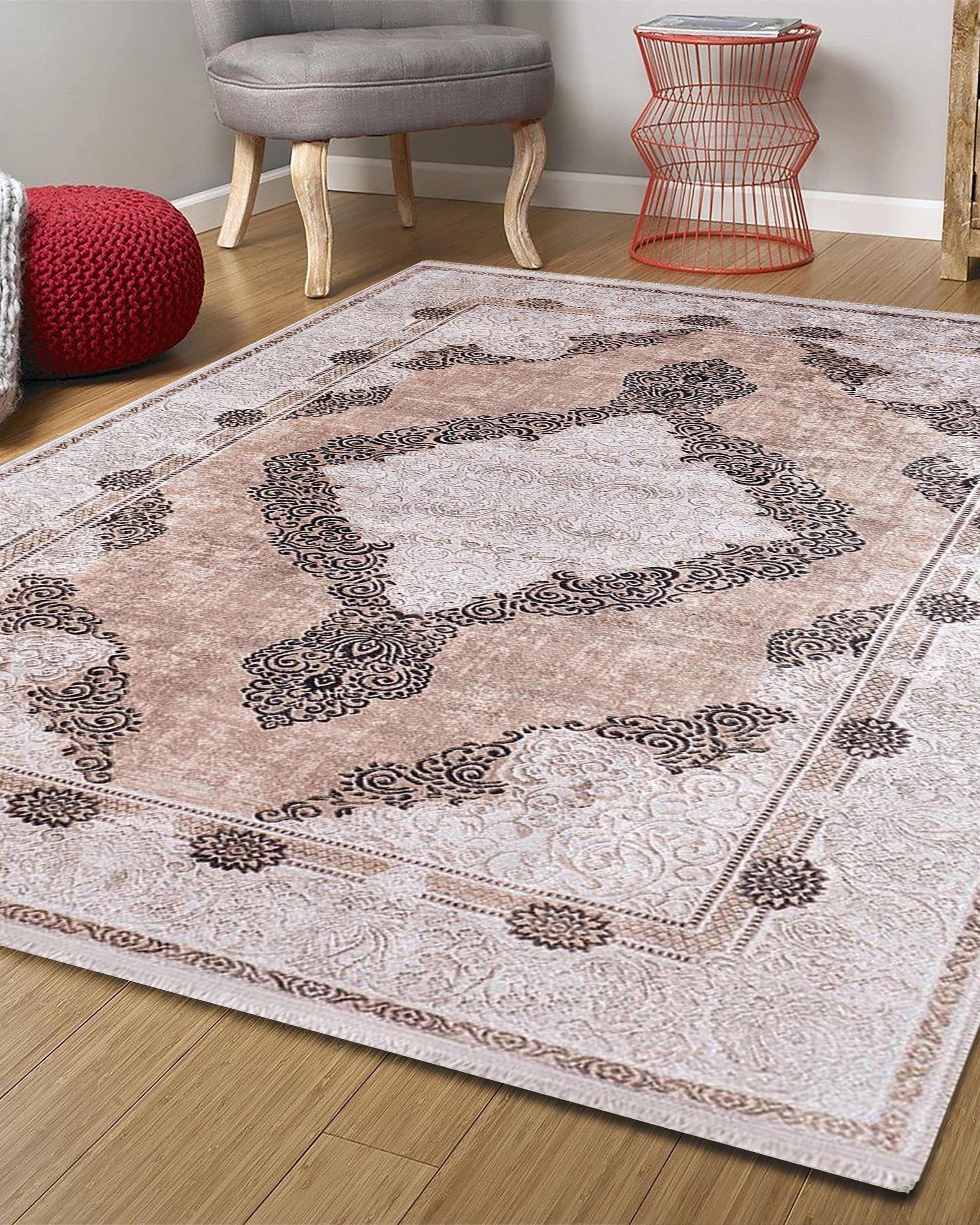 Belba Turkish Kilim Beige Blush Faded Brown Rug