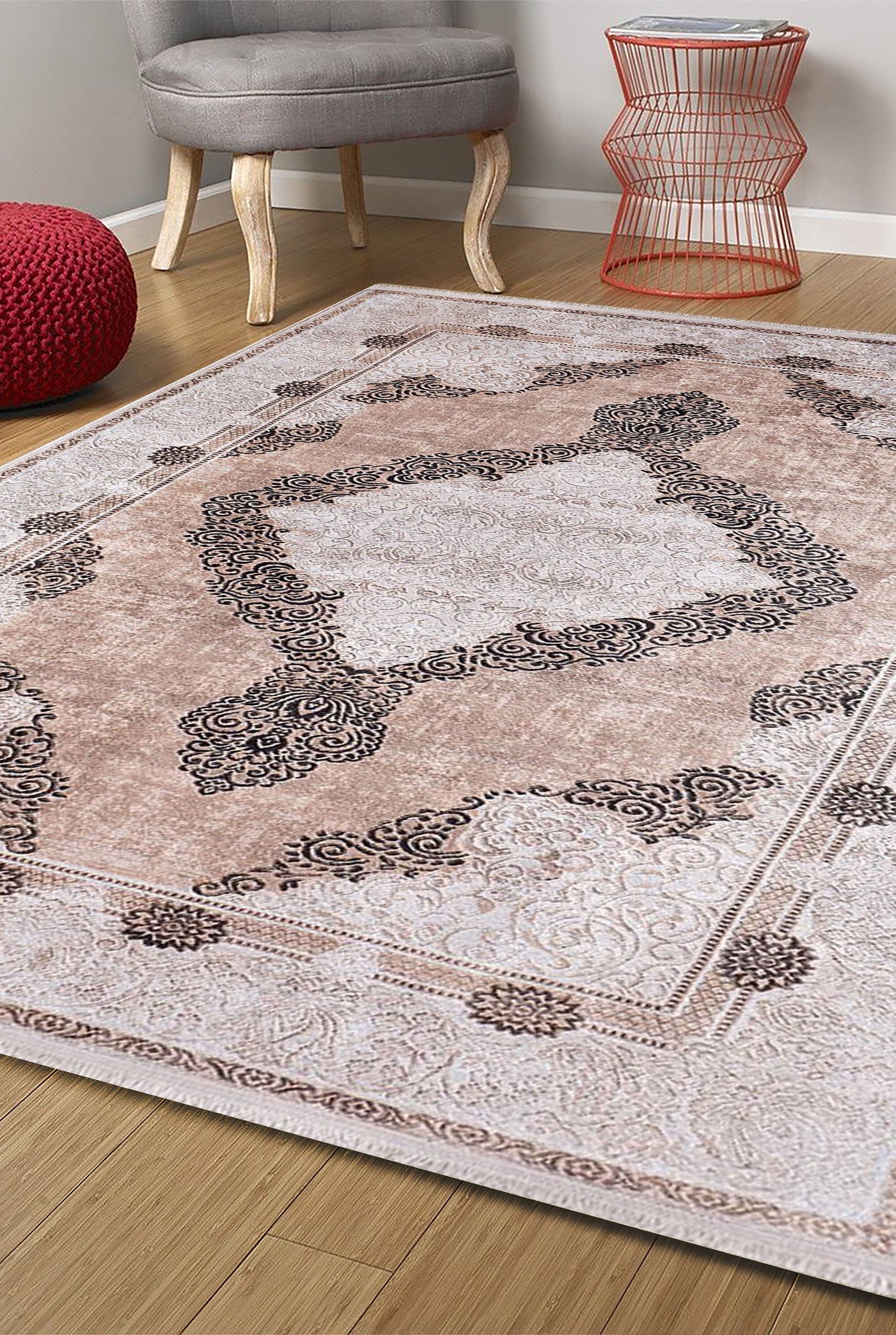 Belba Turkish Kilim Beige Blush Faded Brown Rug