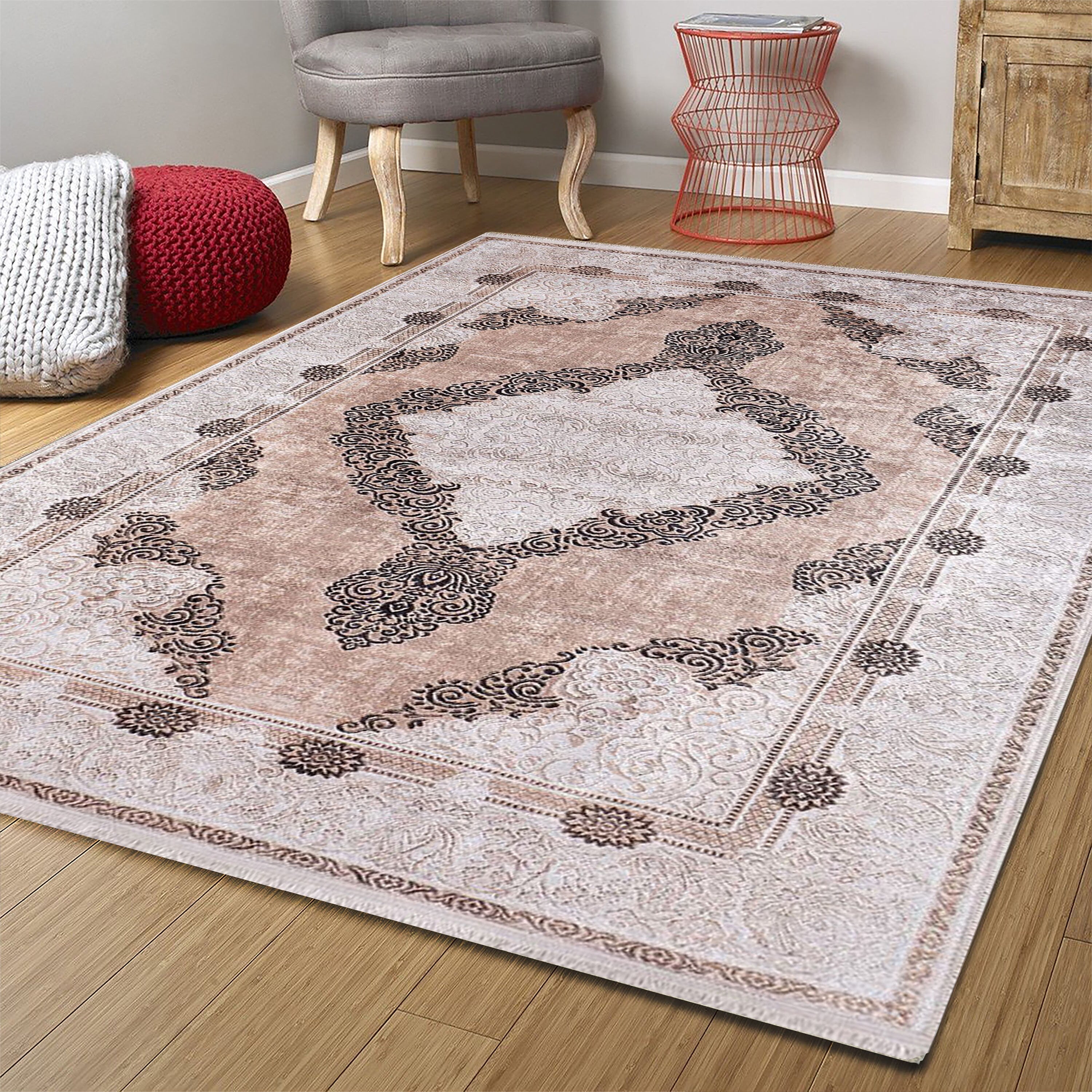 Belba Turkish Kilim Beige Blush Faded Brown Rug