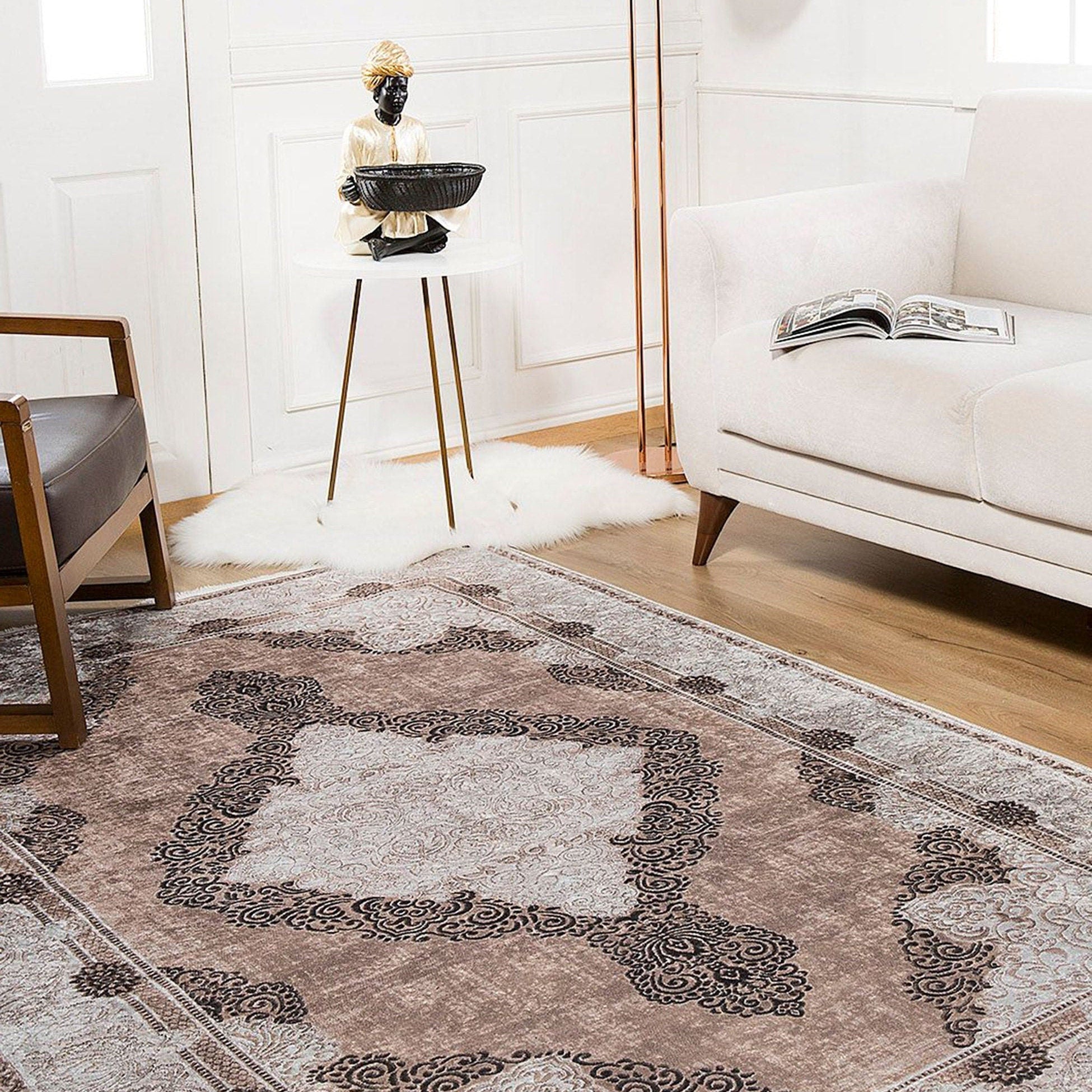 Belba Turkish Kilim Beige Blush Faded Brown Rug