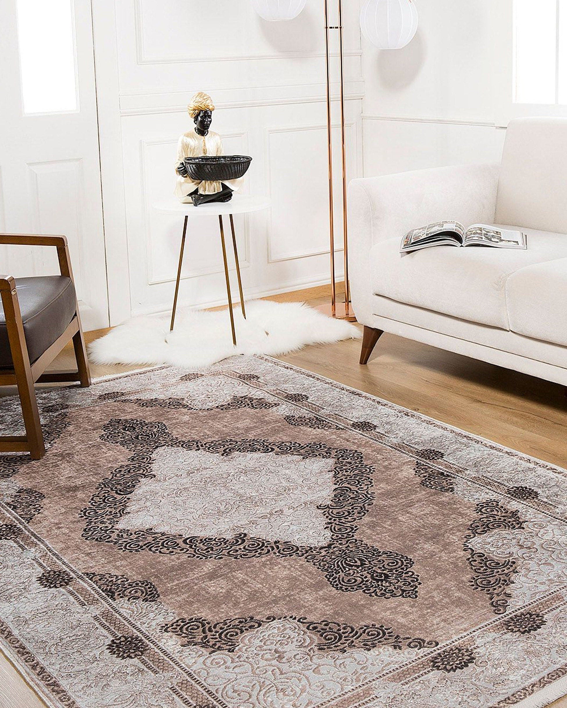 Belba Turkish Kilim Beige Blush Faded Brown Rug
