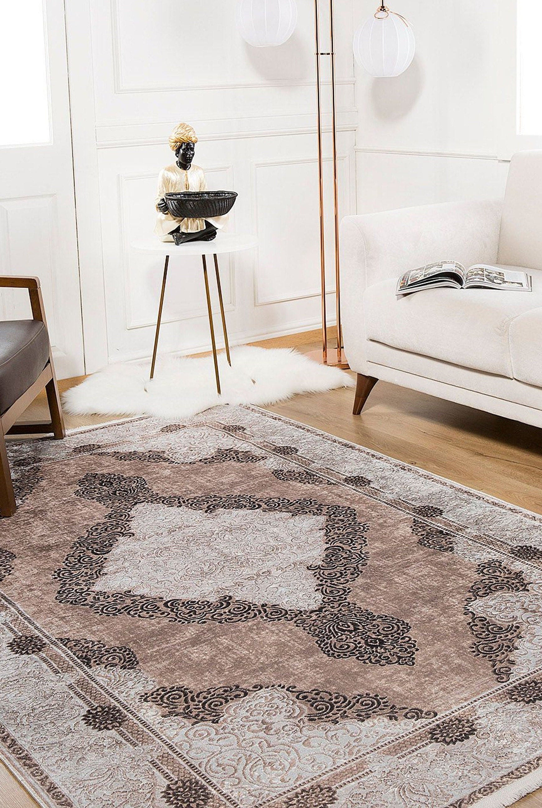 Belba Turkish Kilim Beige Blush Faded Brown Rug