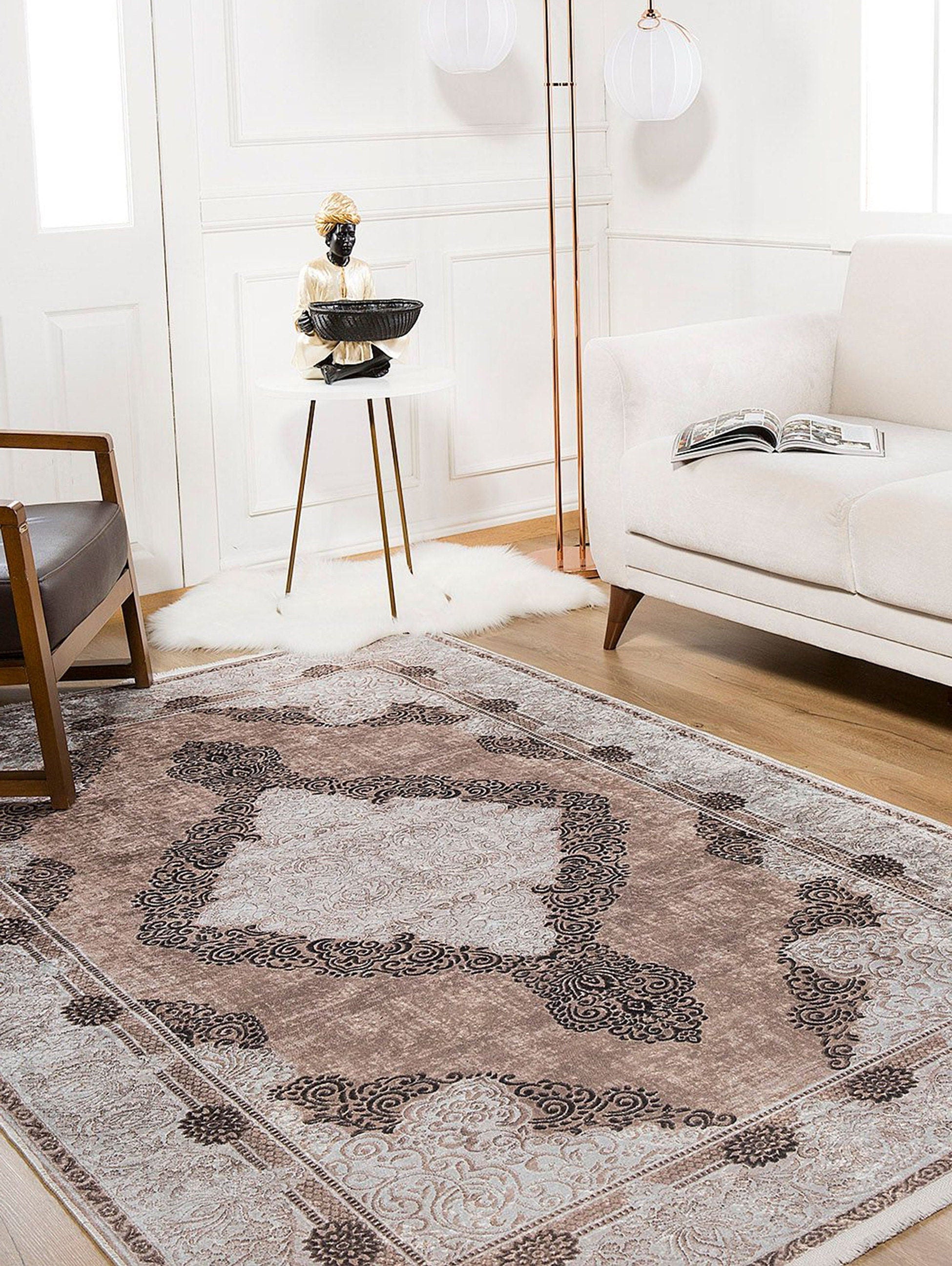Belba Turkish Kilim Beige Blush Faded Brown Rug