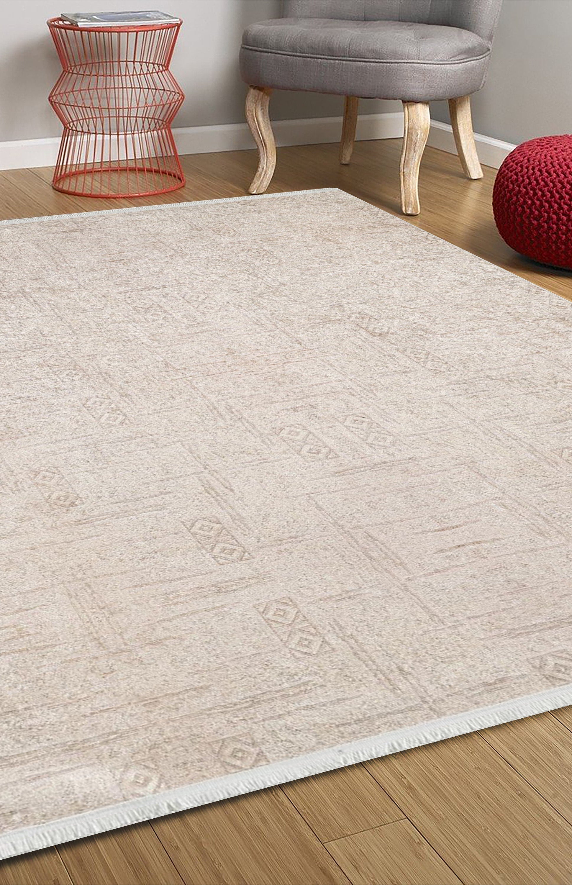 Bella Turkish Muted Tribal Solid Beige Rug