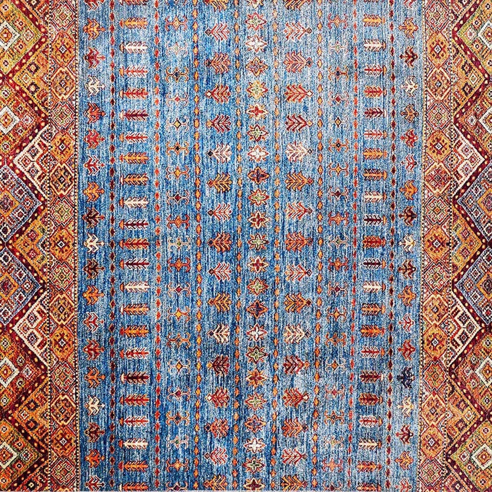 Benya Turkish Kilim Orange Blue Rug