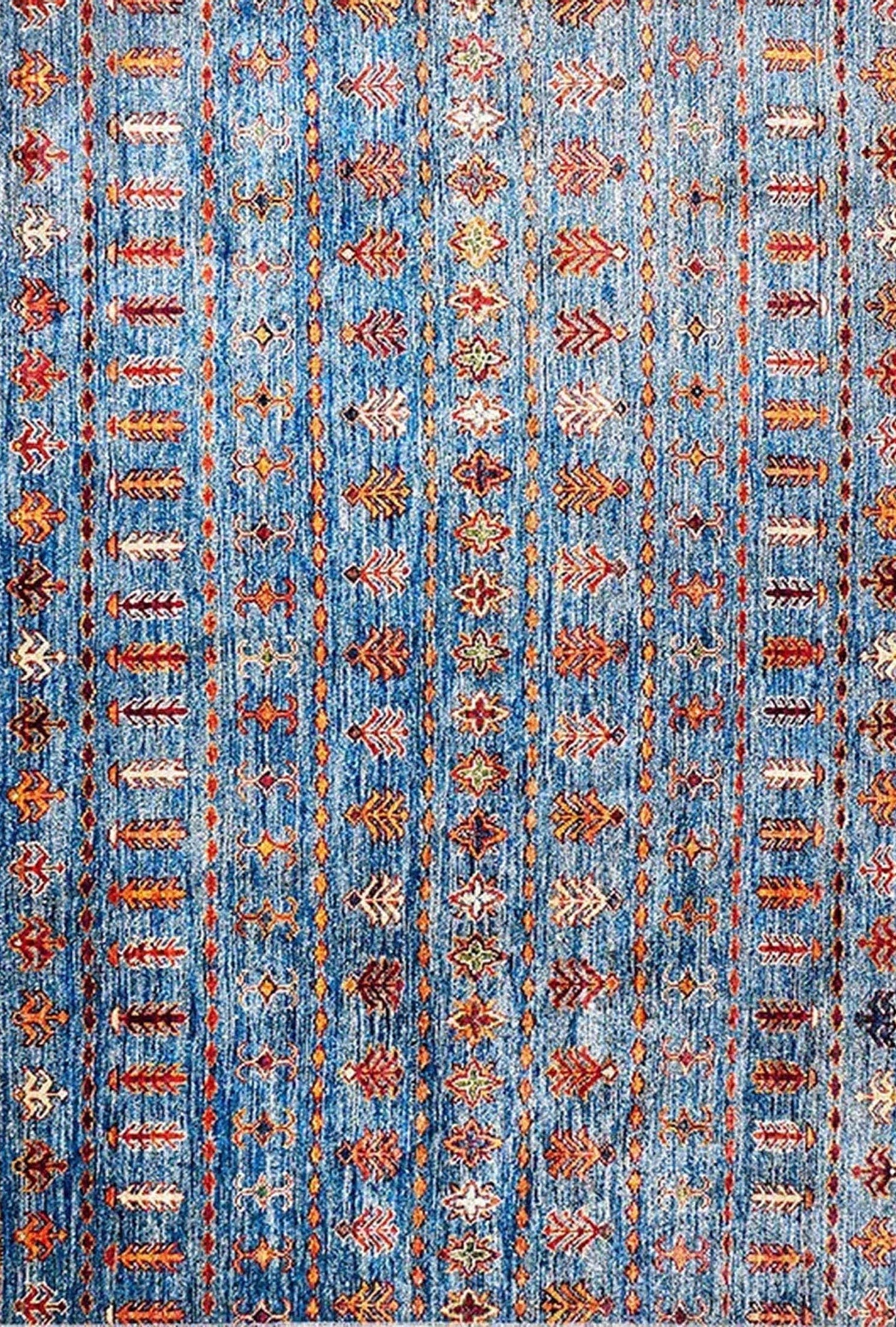 Benya Turkish Kilim Orange Blue Rug