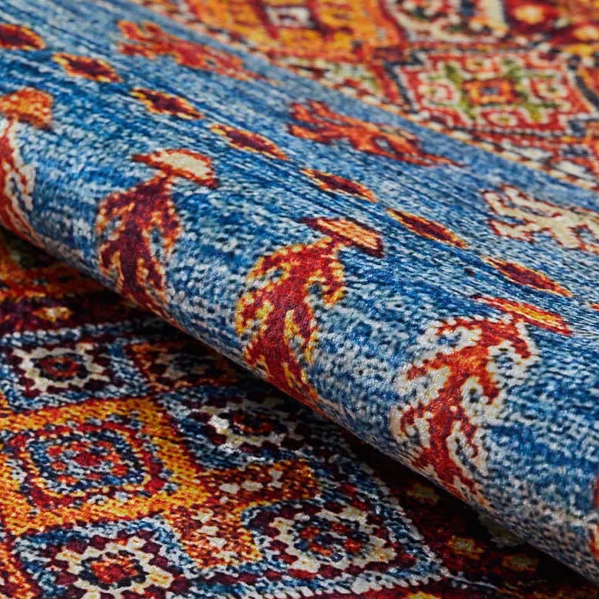 Benya Turkish Kilim Orange Blue Rug