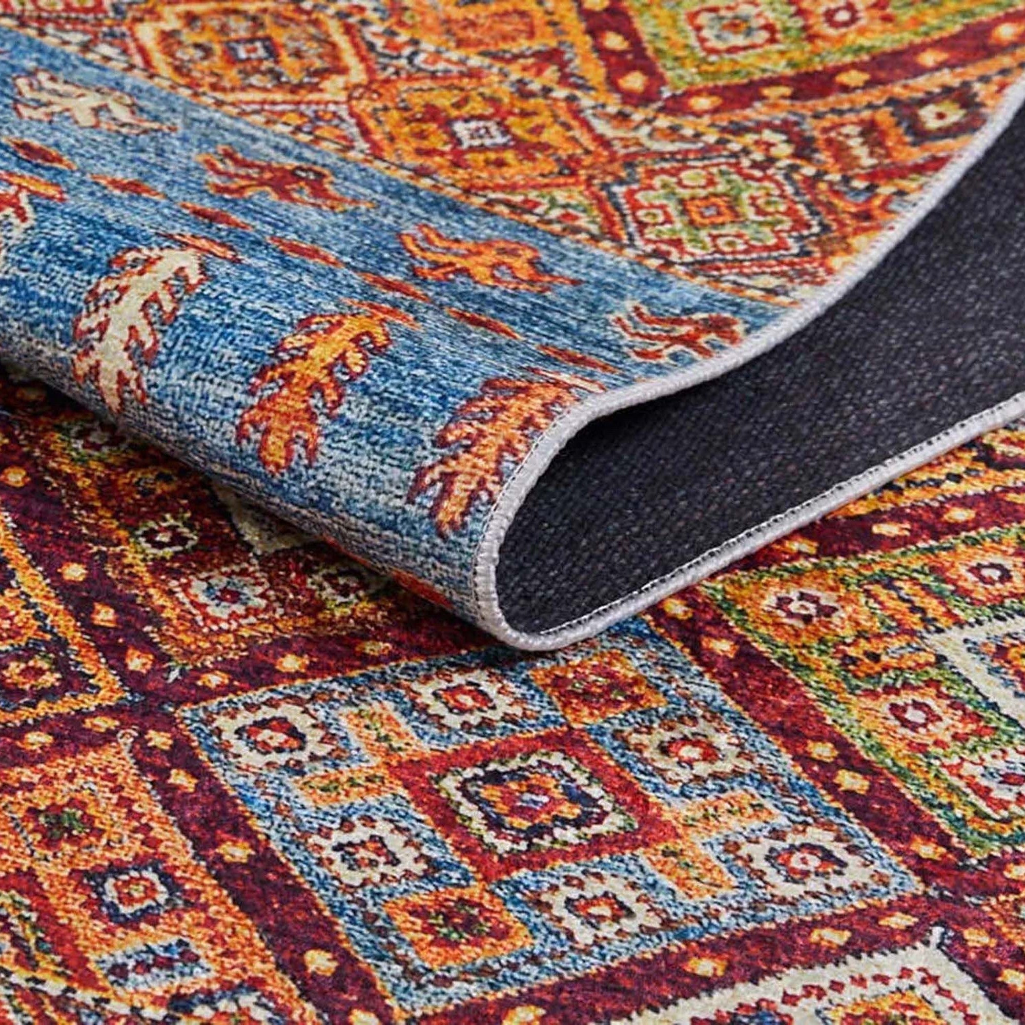 Benya Turkish Kilim Orange Blue Rug