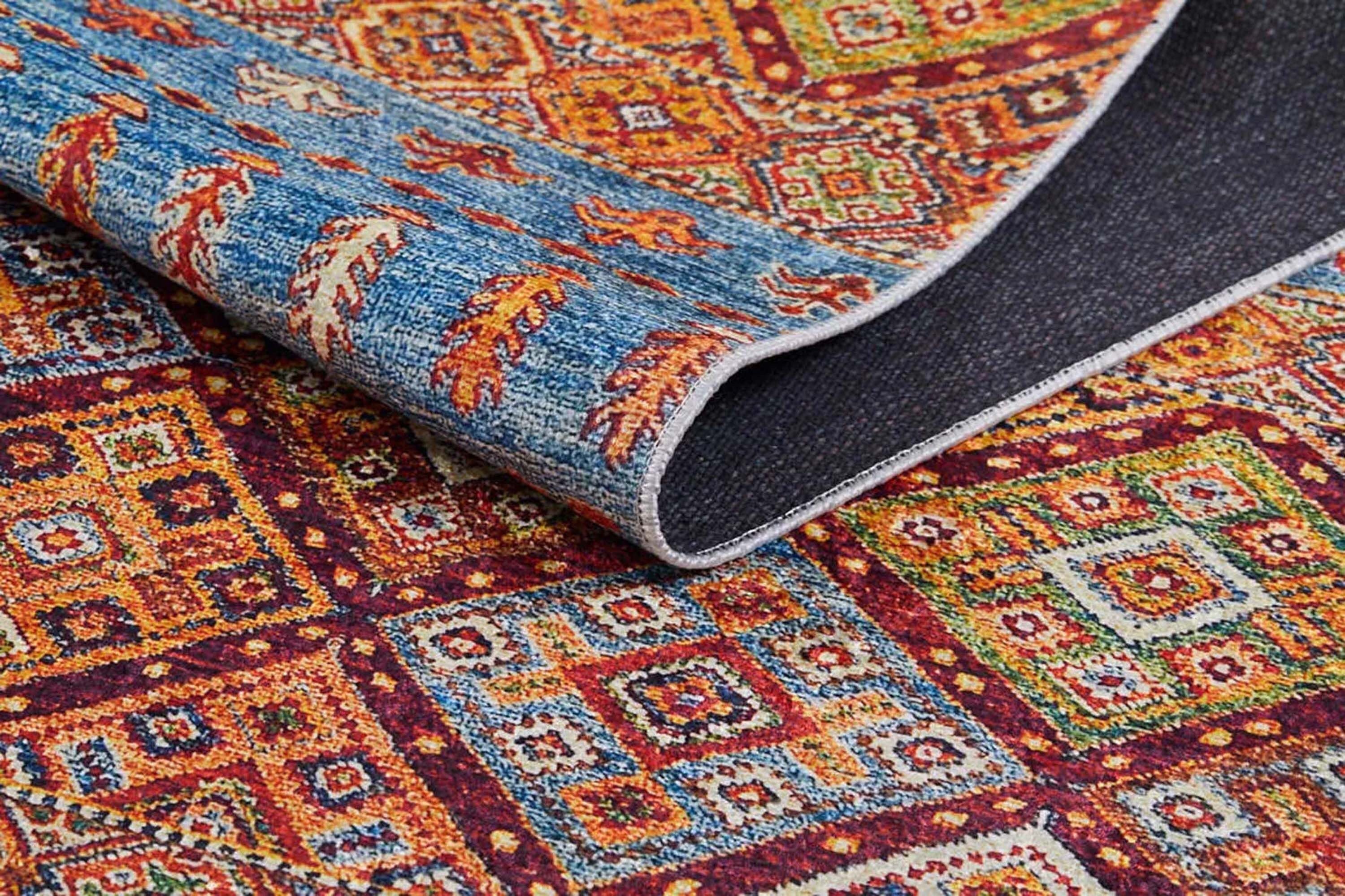 Benya Turkish Kilim Orange Blue Rug
