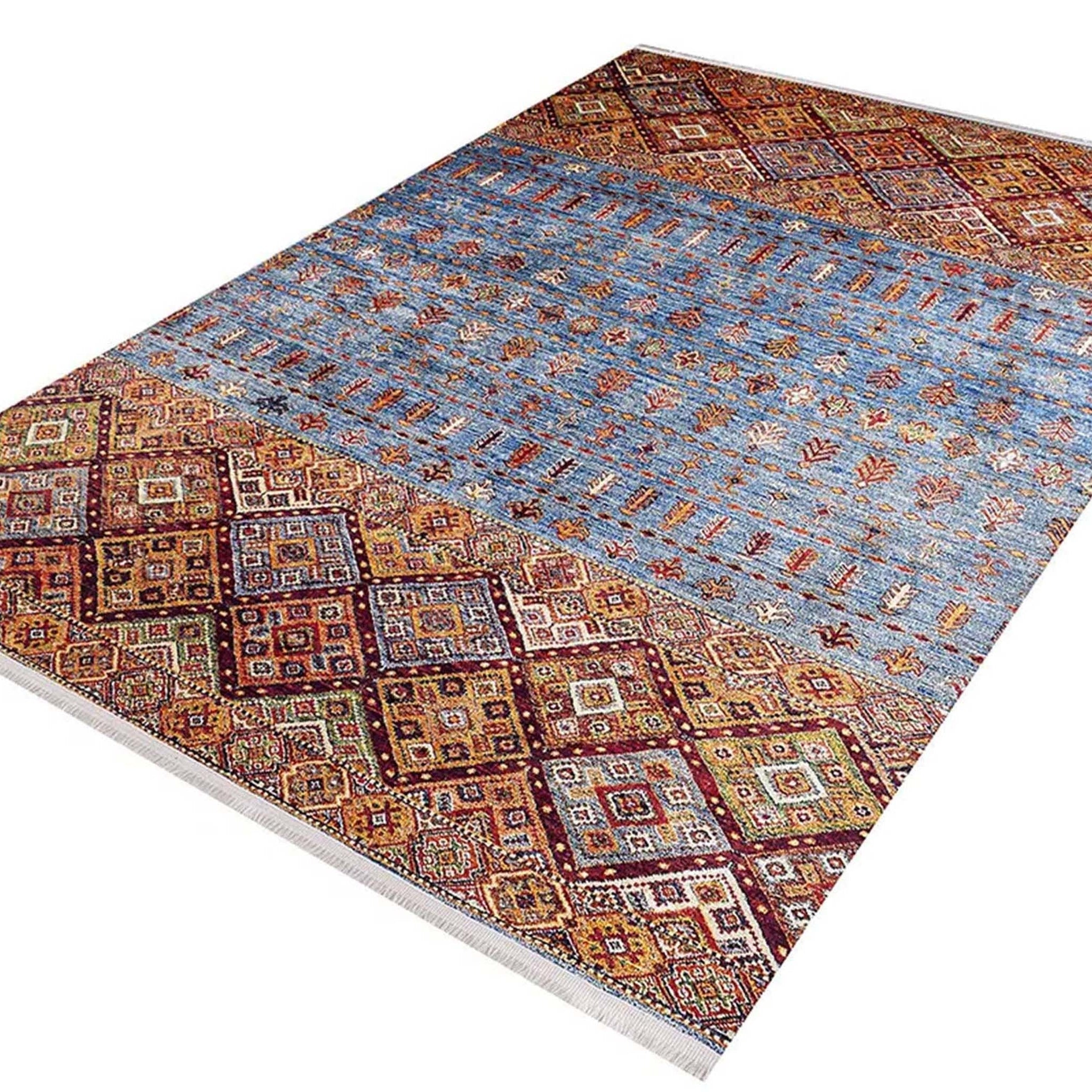 Benya Turkish Kilim Orange Blue Rug
