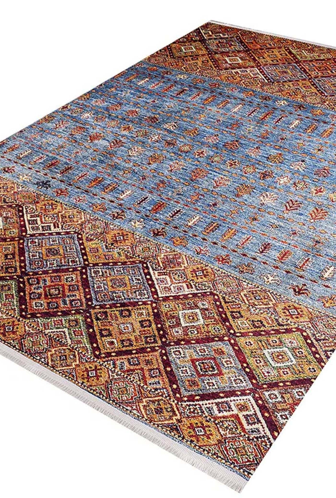 Benya Turkish Kilim Orange Blue Rug